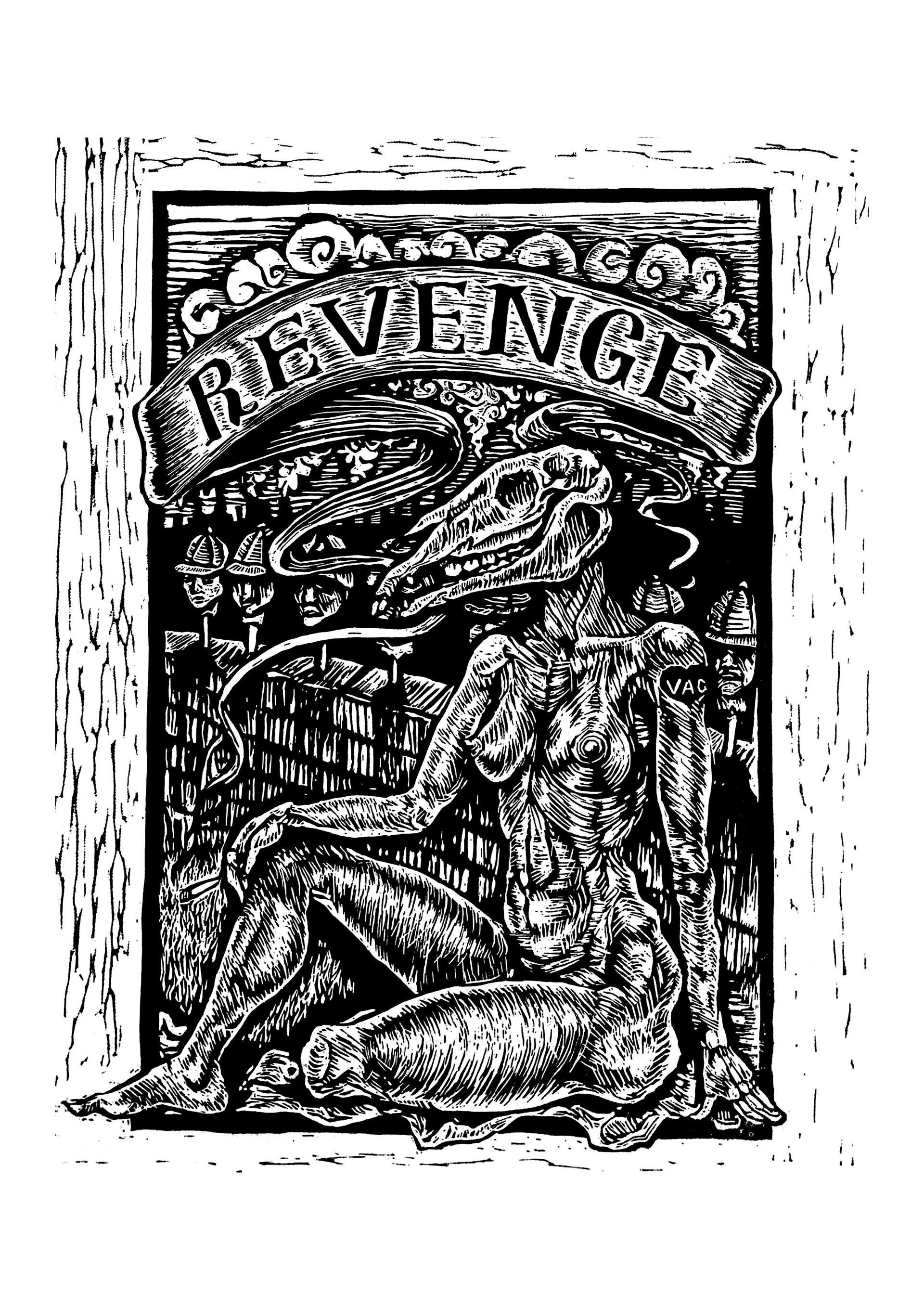 'Revenge' A4 Linocut