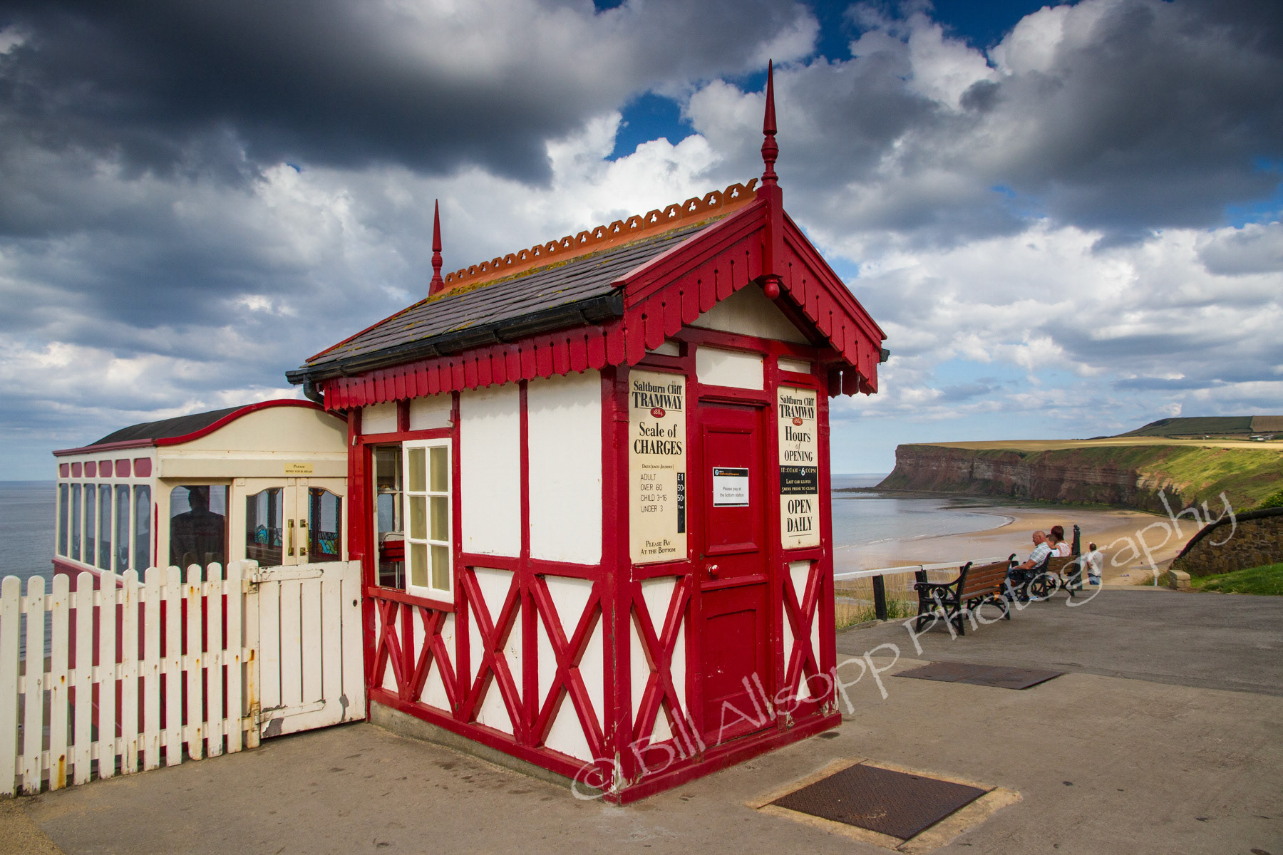 Saltburn Cliff Tramway with Huntcliff in the background.