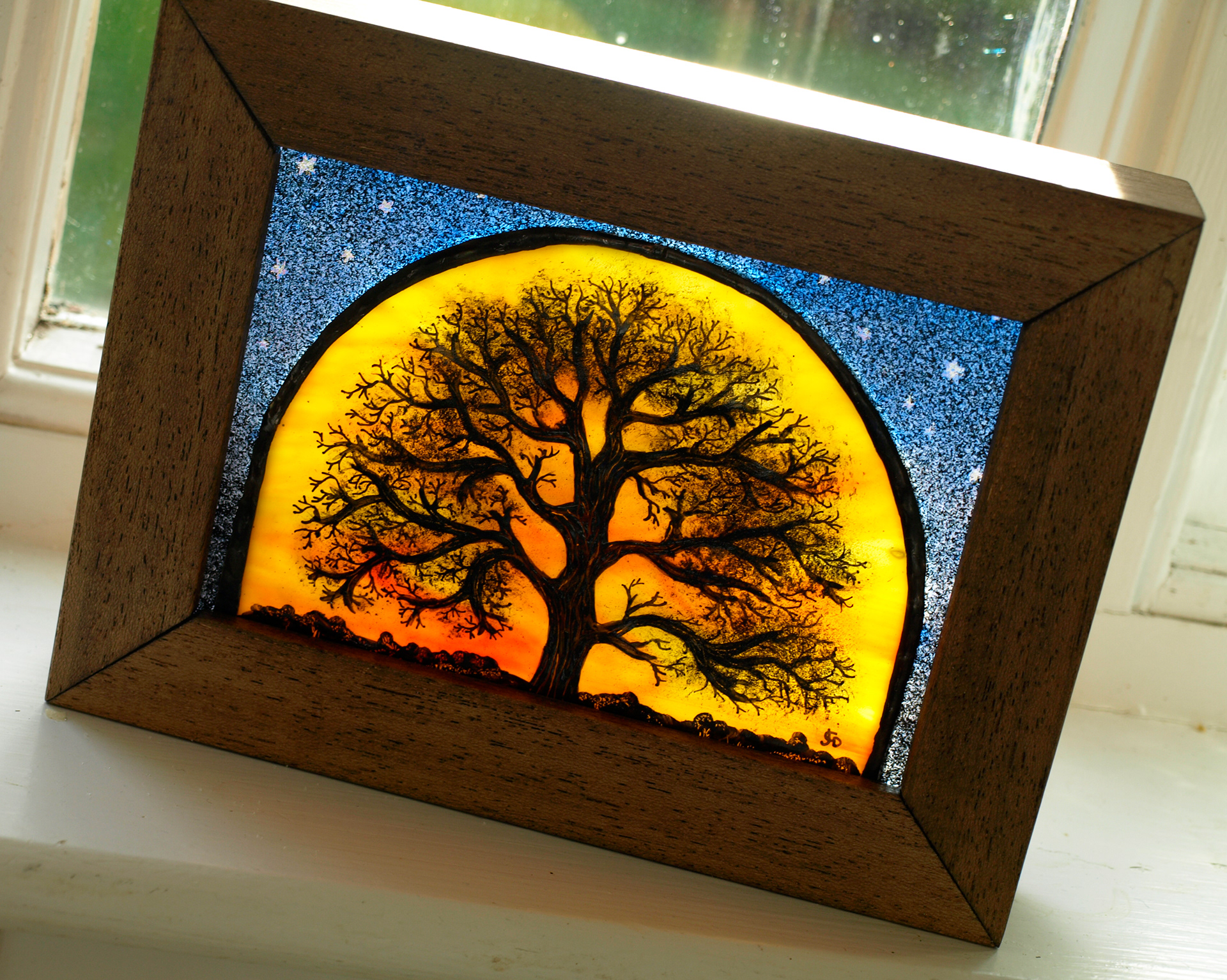 Tree of Life Stained Glass Art Block