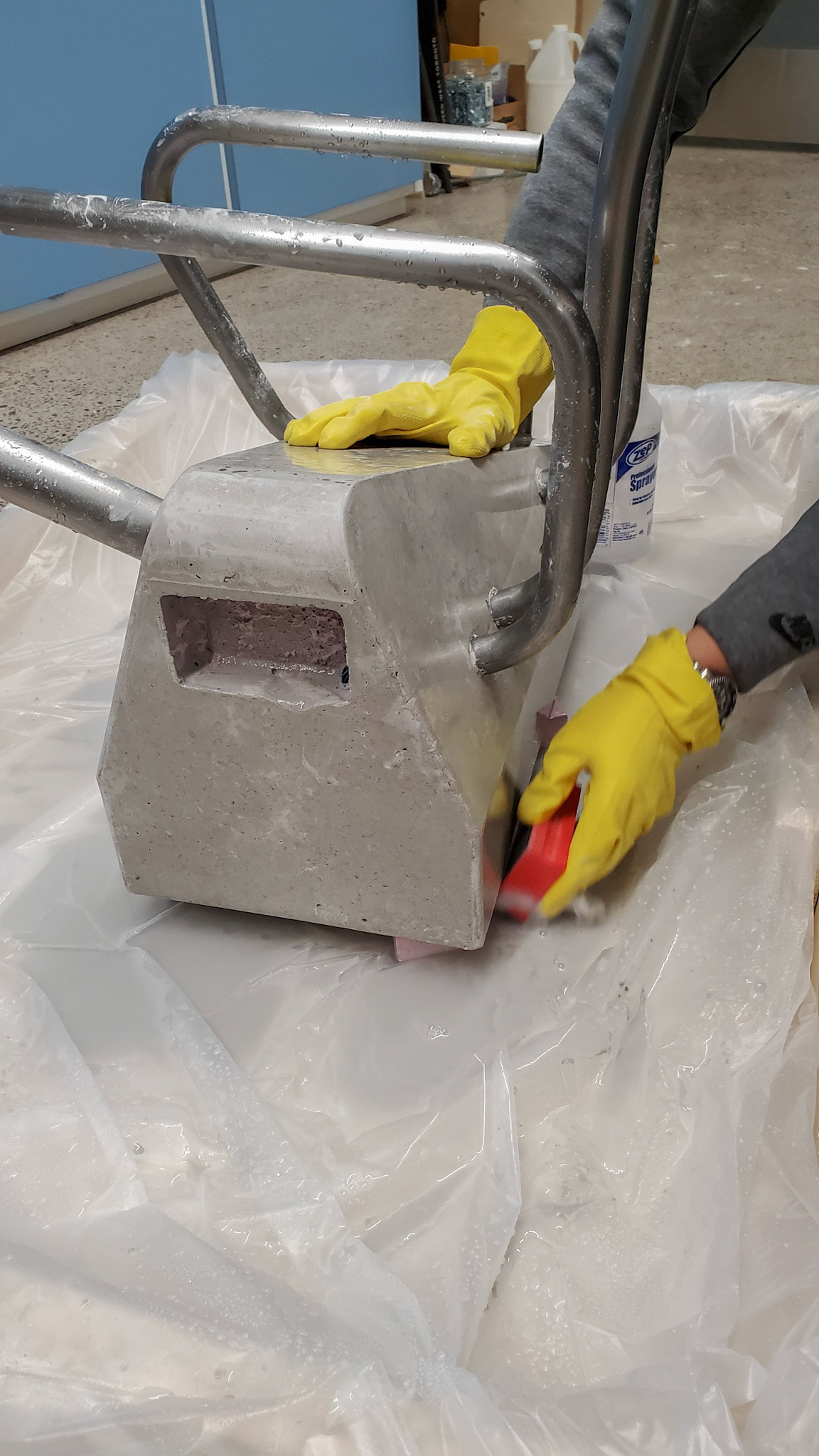Polishing the concrete
