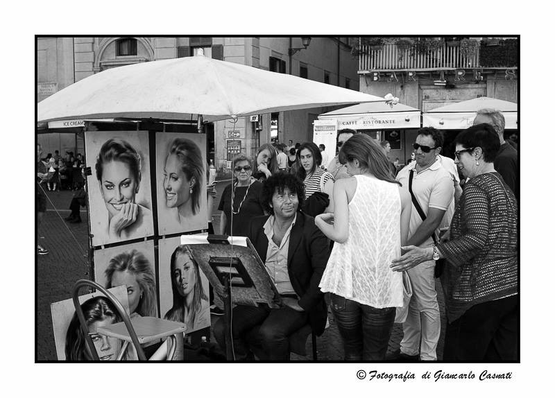 Ritrattista a Piazza Navona, 27 giugno 2014.