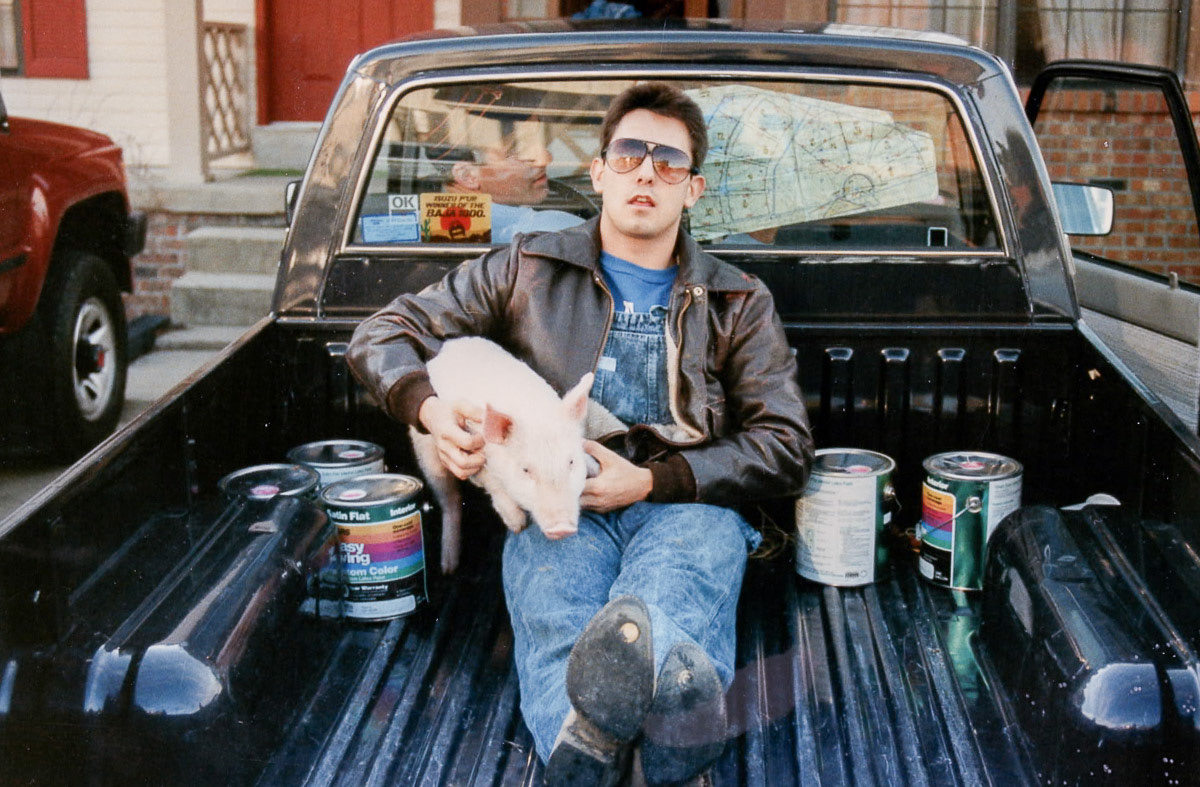 Having purchased a hundred dollars of pink paint, Kenny, Hamlet, and I wait outside of Kurt and Malia's apartment, where we'd rendezvous with Doley, and drive to the T-38 VFR entry point.