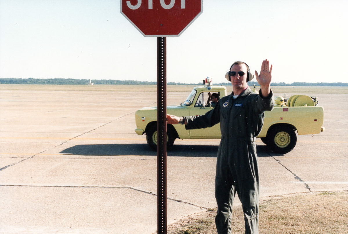 During our early training days, Kenny would accompany me to my jet when I was flying, and I would accompany him to his jet when he was flying. Sometimes, the jets weren't ready when the flight crews arrived. For example, they might need gas or minor maintenance. In those instances, if Kenny had brought his camera, he made me pose for pictures.