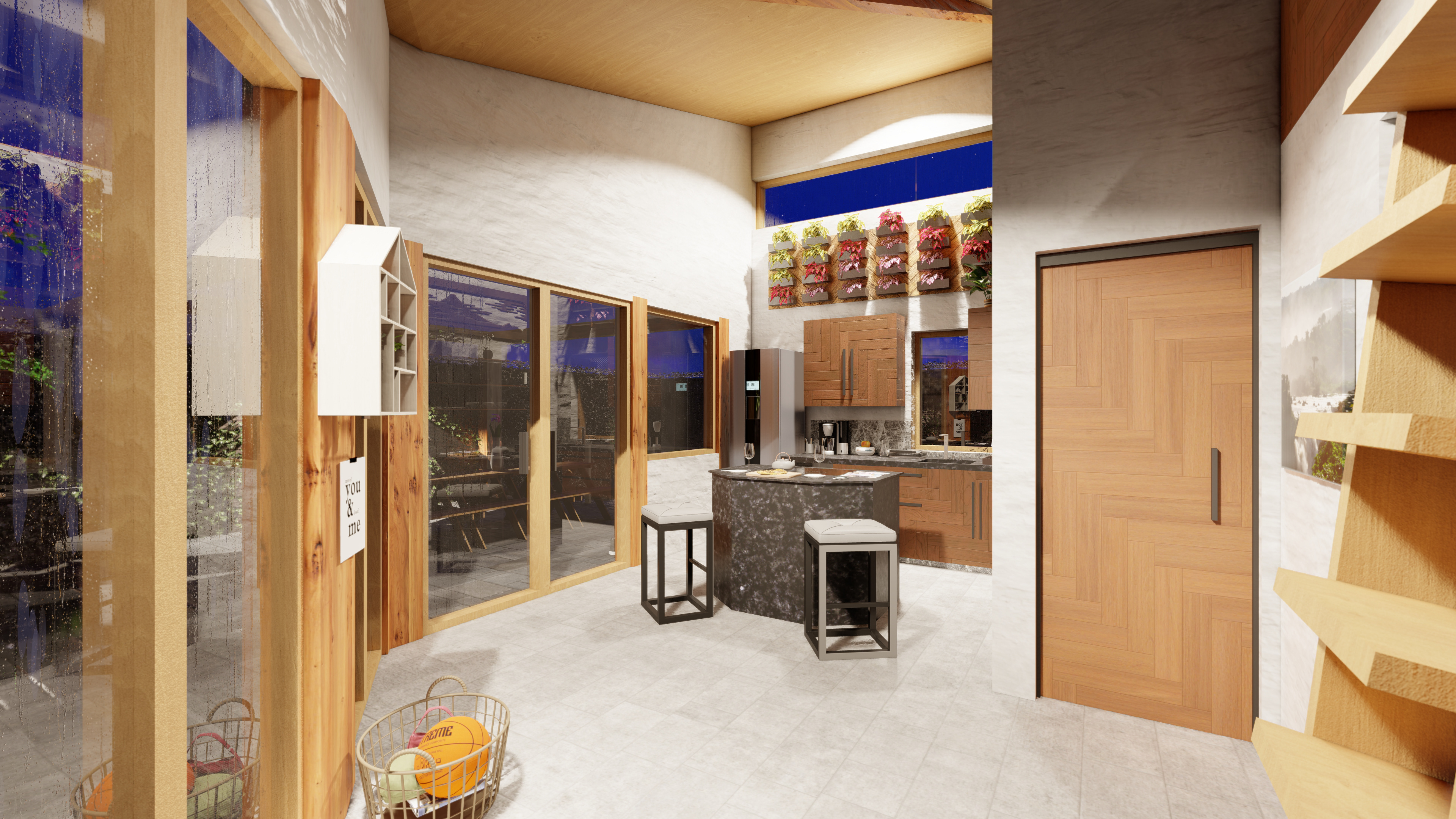 View of kitchen and living area-Rainy