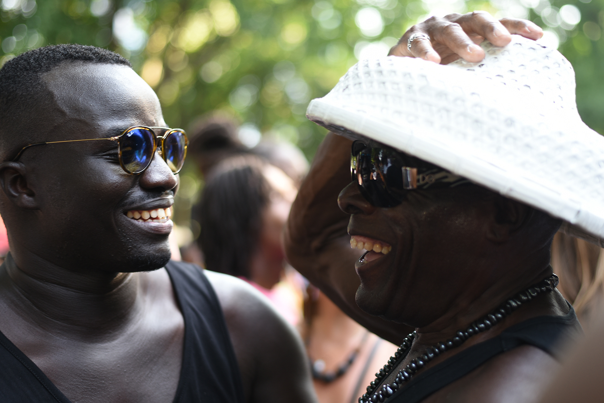 Black men in a moment of joy at Soul Summitt, Fort Greene Park, Brooklyn