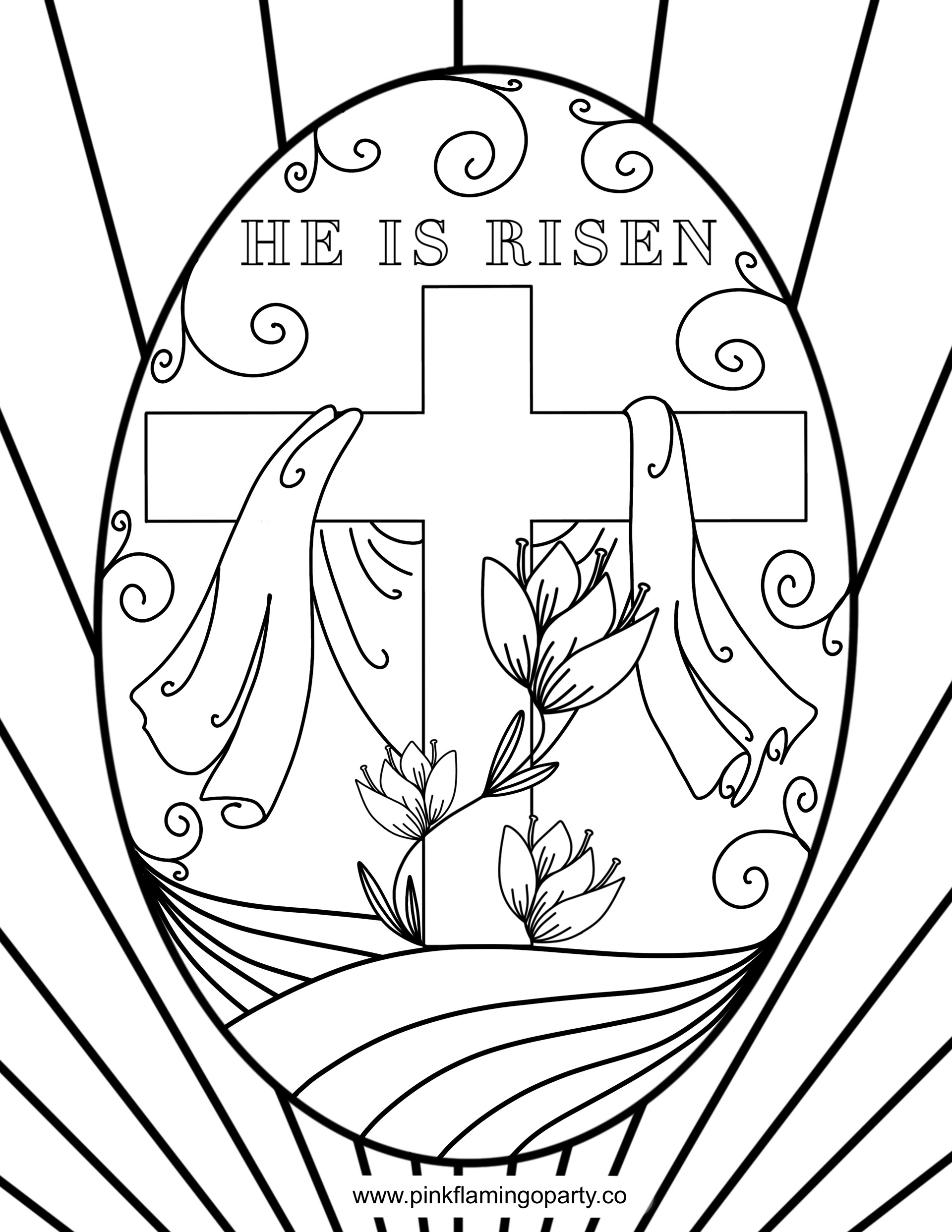 He Is Risen (Printable Easter Coloring Illustration Page)