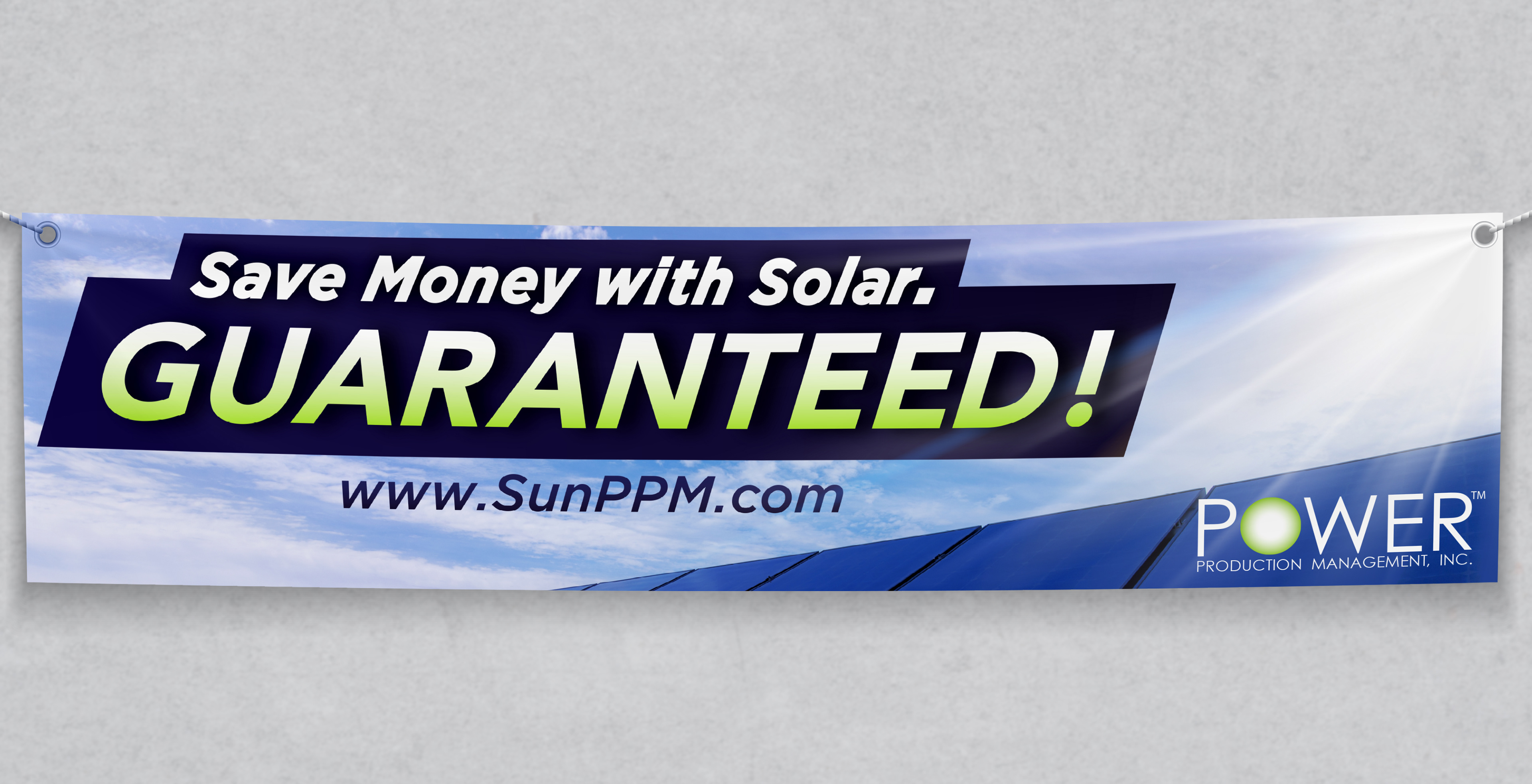 Graphic design was used to make this banner for a solar company.