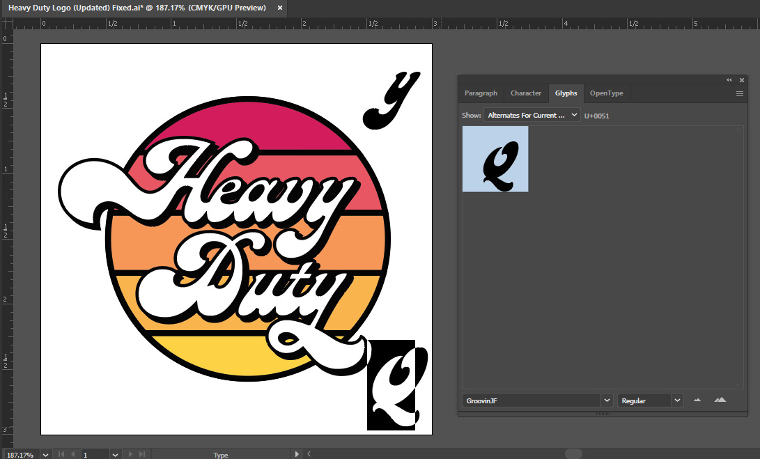 Custom y (Flourish of Uppercase Q + Adjustments)