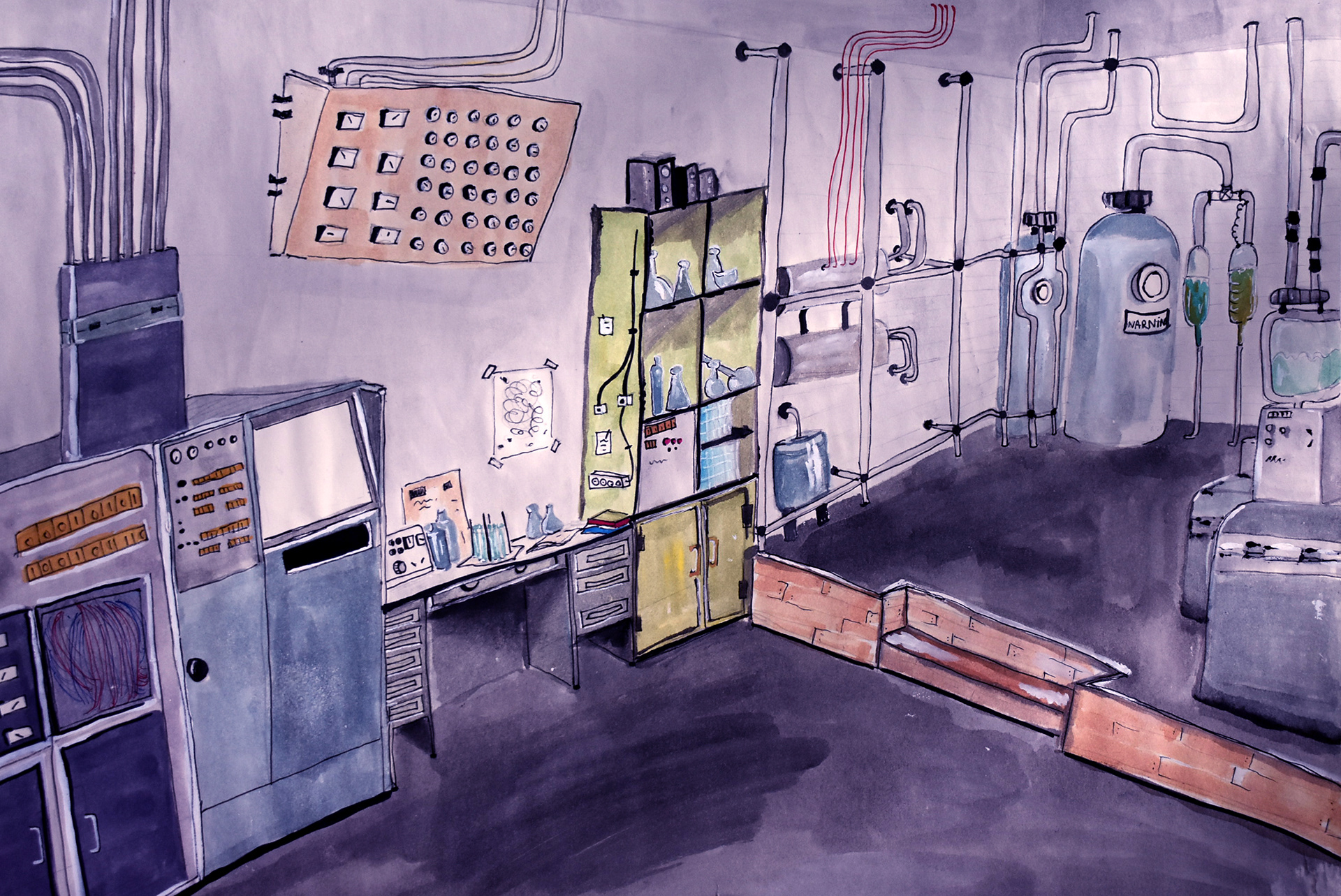 Lab | fineliner, aquarel