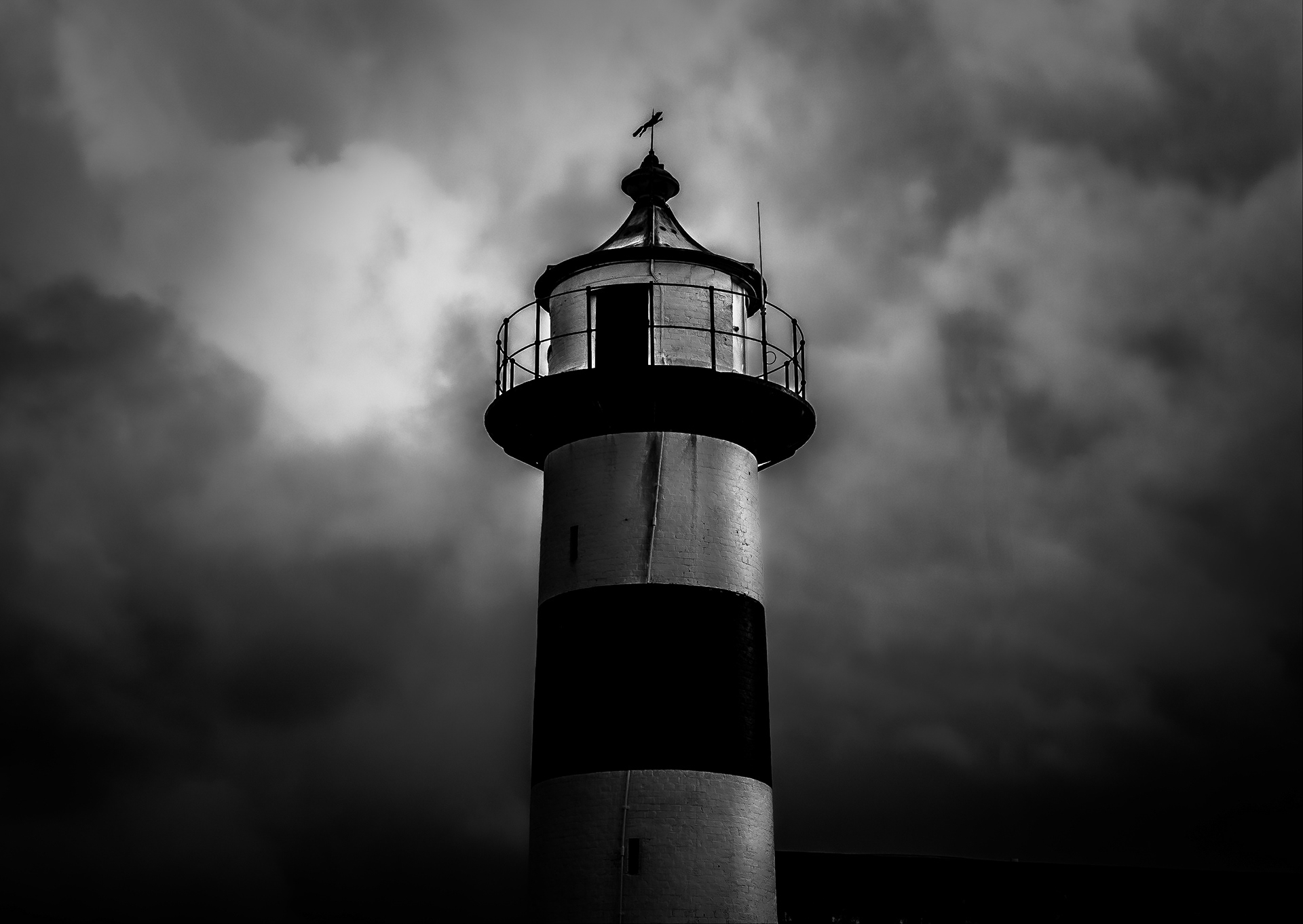 southsea lighthouse. black and white photograph