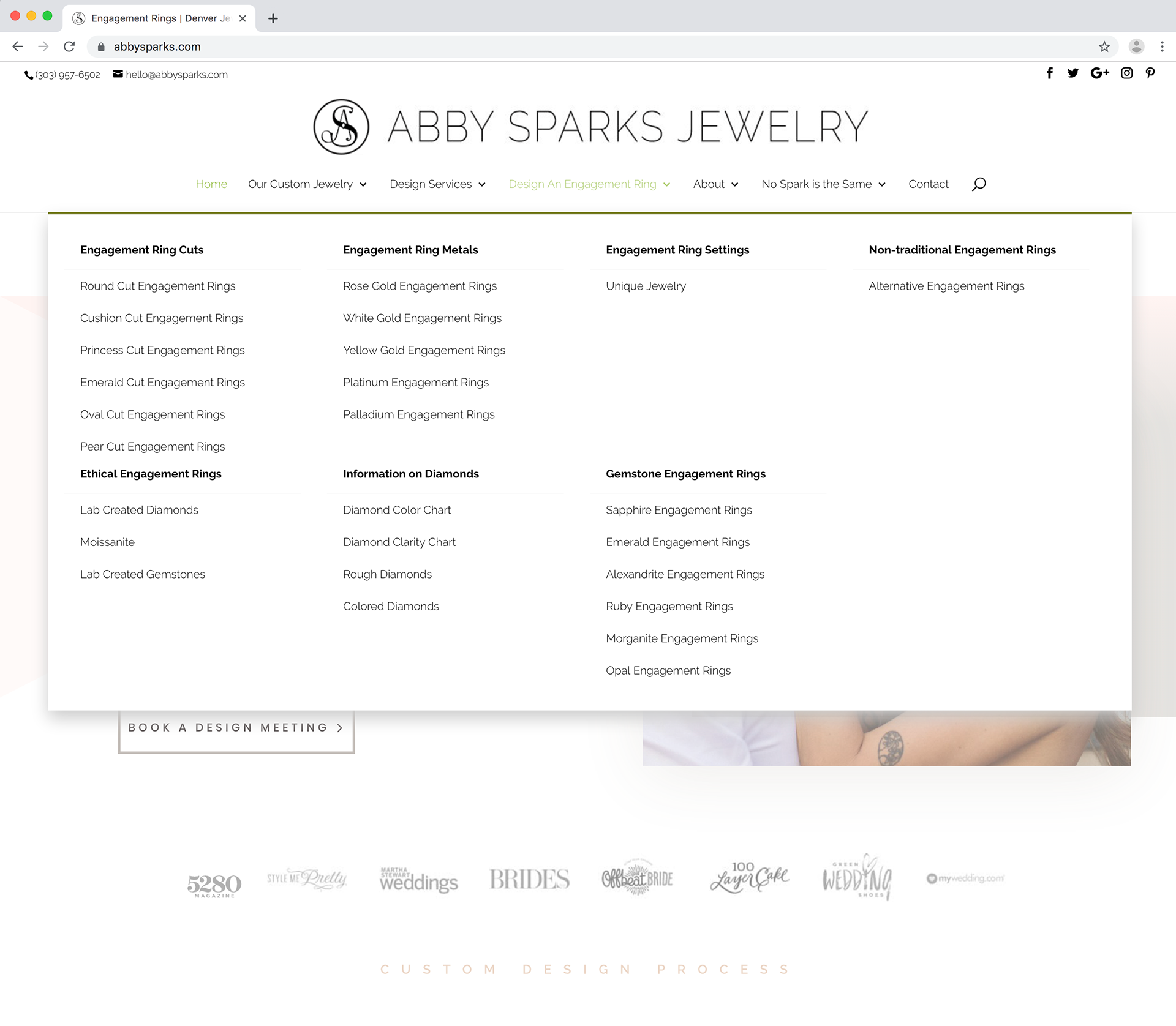 Abby Sparks Jewelry website, manager of 30+ new pages created