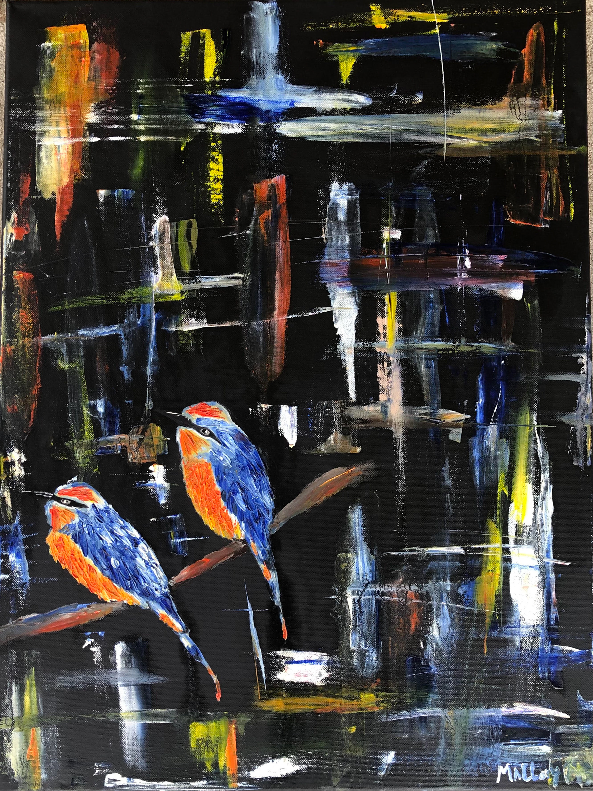 Mallory Moore, Grade 11, Wayne Trace Jr Senior High School. Birds, Painting. Angie Stokes, Educator.