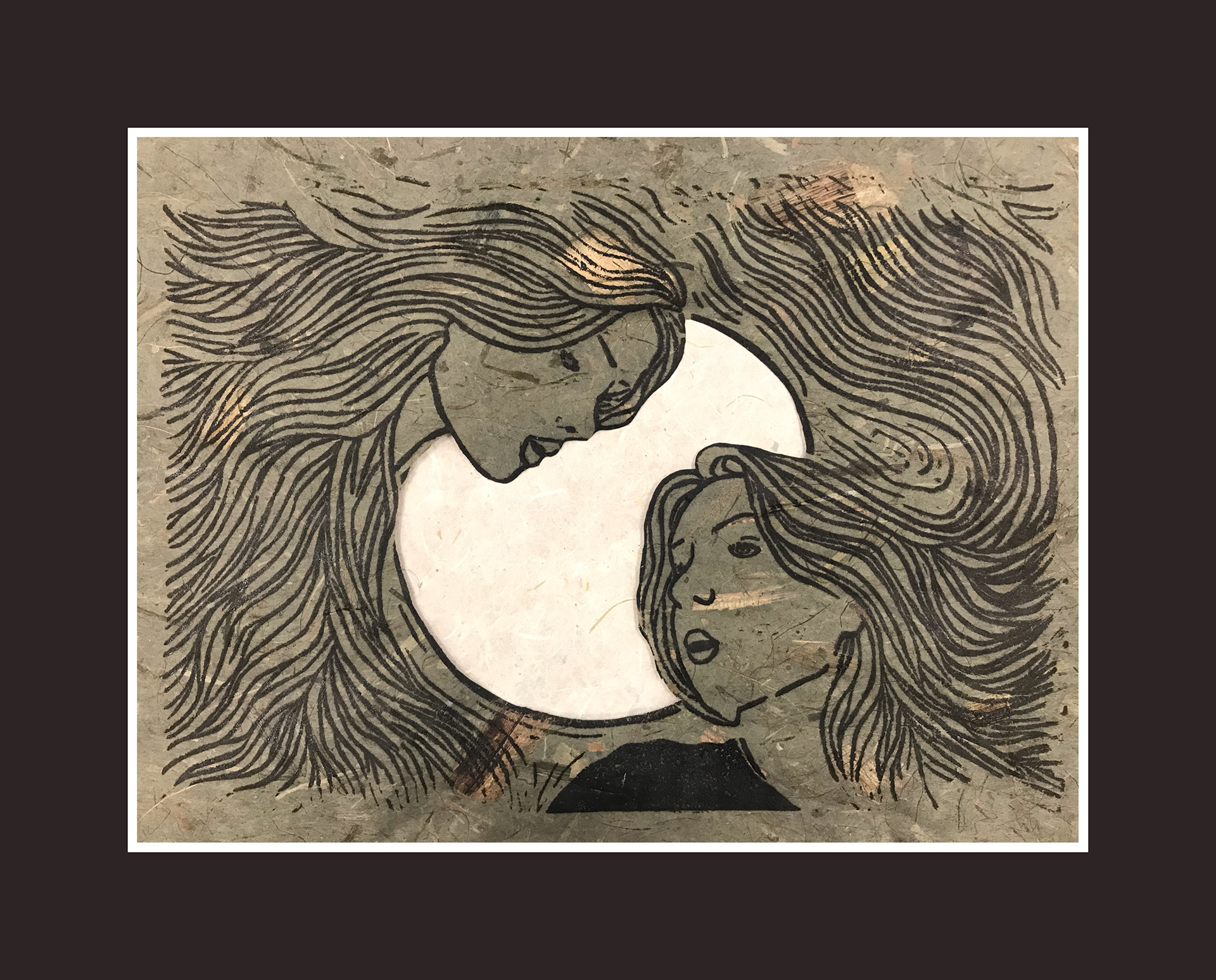 Alexis Lesinski, Grade 11, Whitmer High School. Two Sides of a Story, Printmaking. Matthew Squibb, Educator.