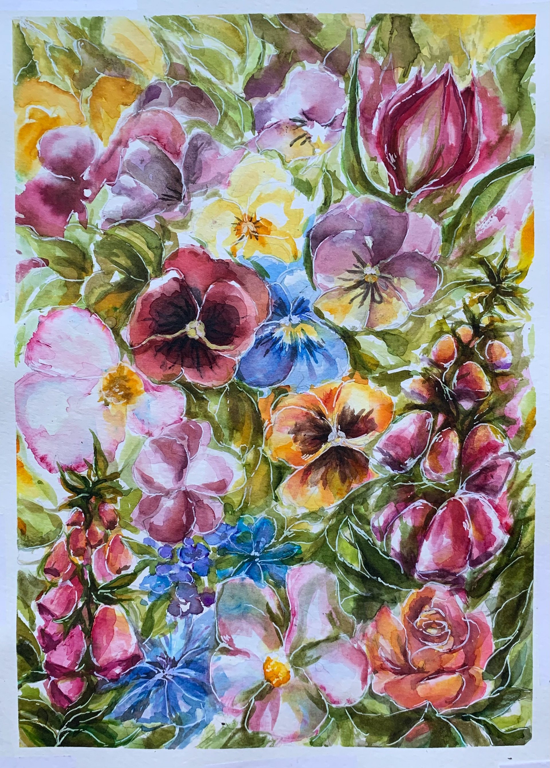 Sophia Zhang, Grade 8, Canterbury School. A lovely bouquet, Painting. Ales Pancner, Educator.