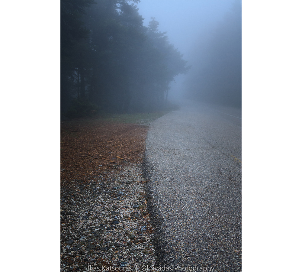 Foggy mountain road Parnitha Greece ομίχλη ορεινός δρόμος πάρνηθα