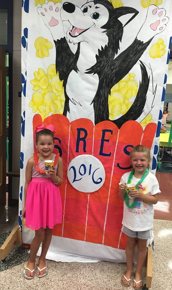 Finished Backdrop for SRES Carnival - original linework by Kelly Nixon, painting by a volunteer