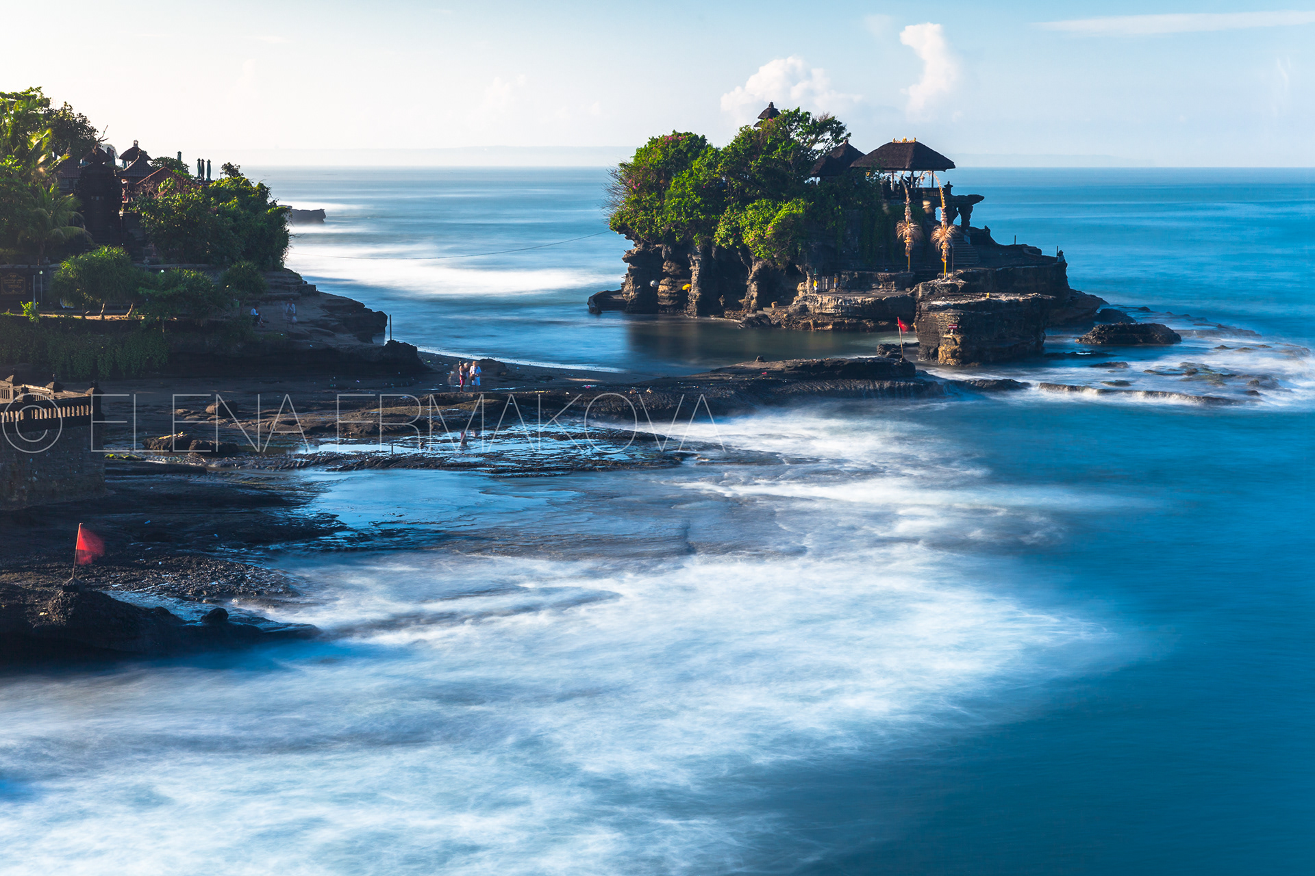 Pura Tanah Lot in the morning, famous ocean temple in Bali, Indonesia. Travel photography by Elena Ermakova.