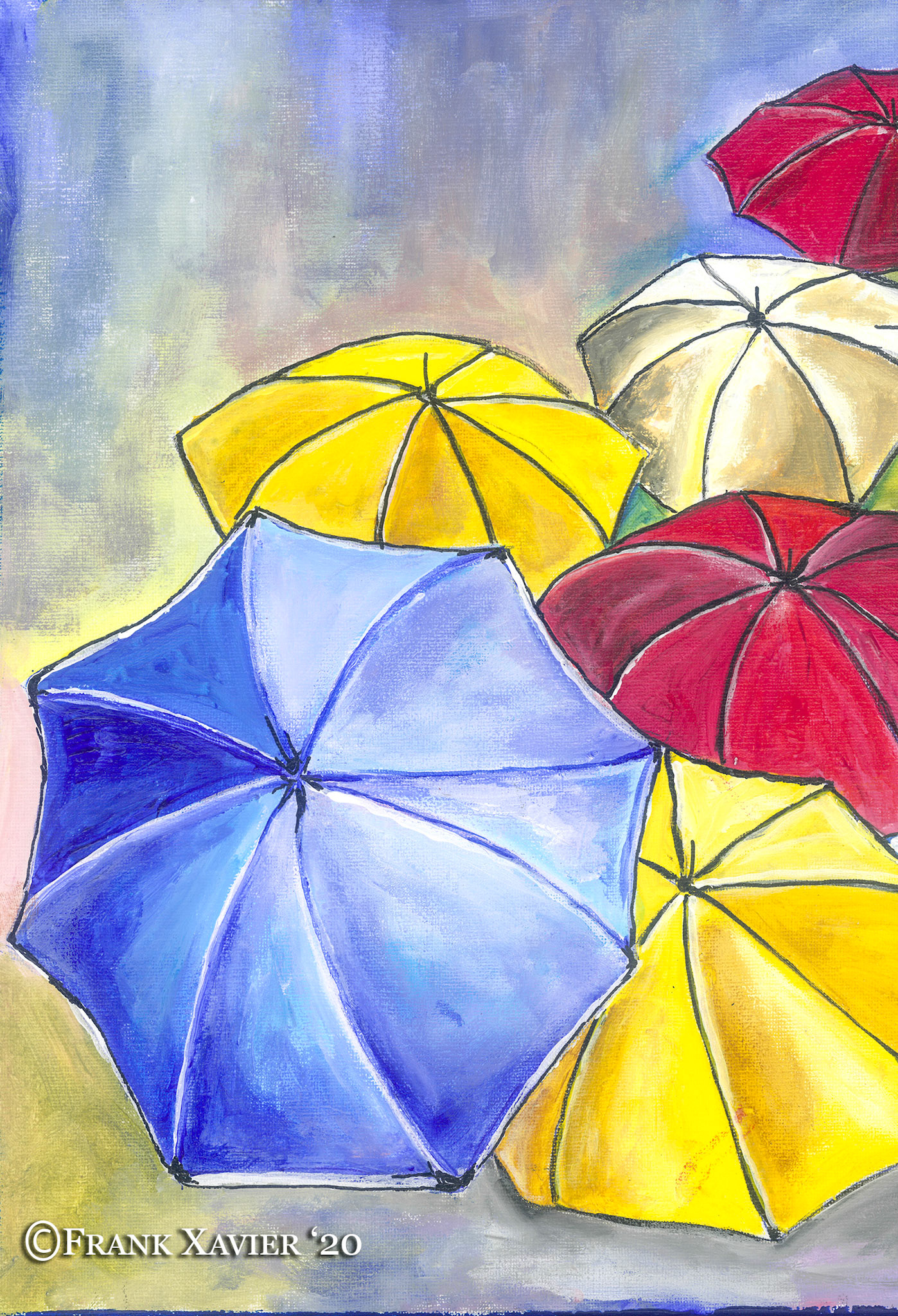 Ein regnerischer Tag | Frank Xavier Origina | Acryl auf Leinwand | Größe 30 mal 40 cm