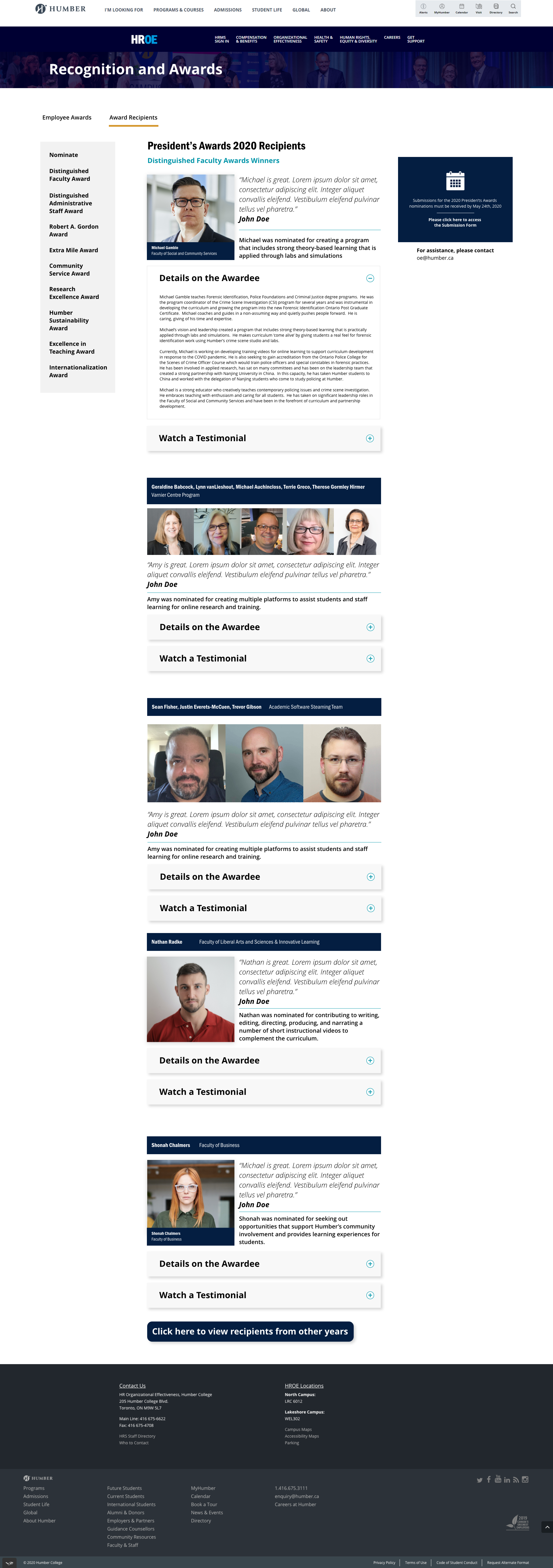 2020 Awards recipient page