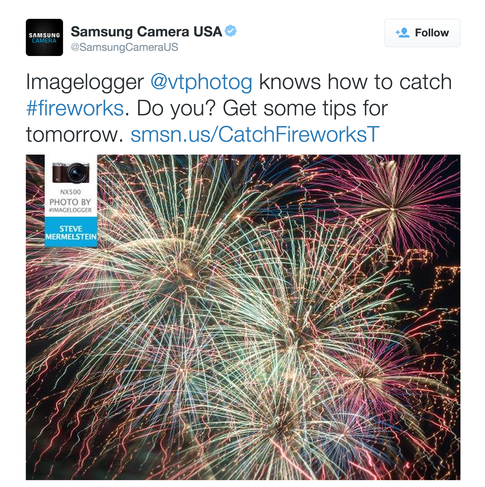 Samsung Camera USA on Twitter: Imagelogger @vtphotog knows how to catch fireworks. Do you? Get some tips for tomorrow.