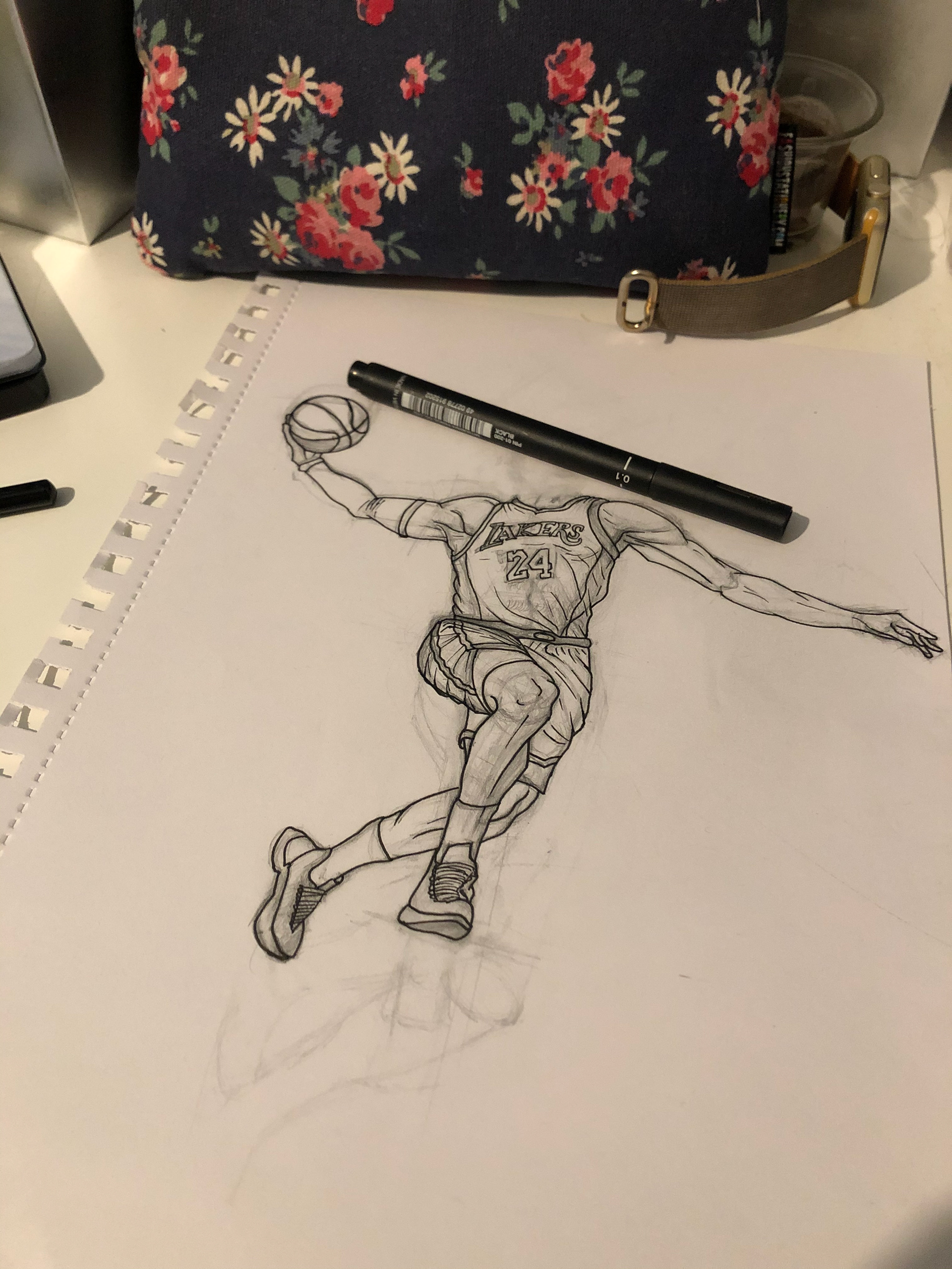 Outline in pen.