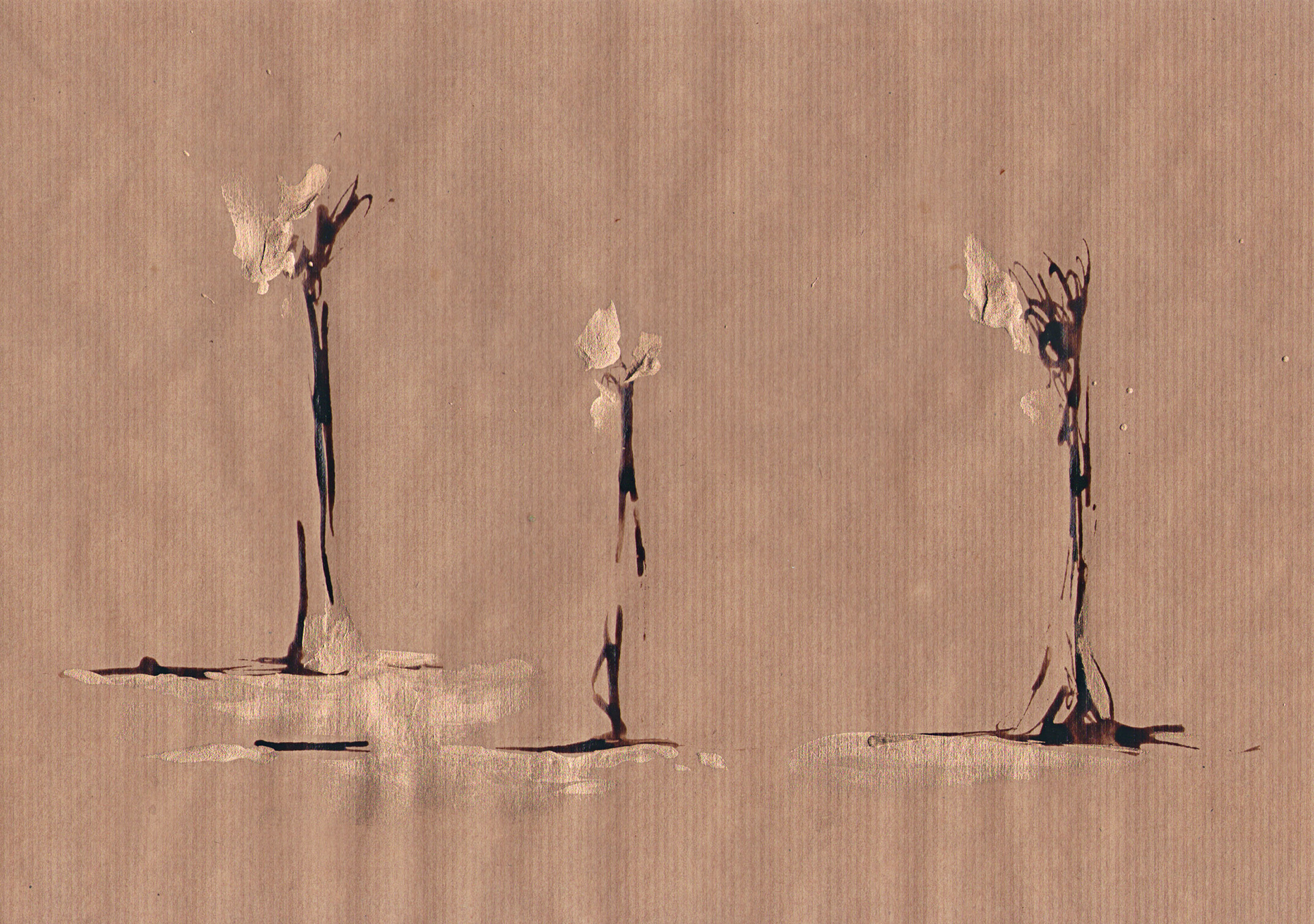 Bosque de sol 01 - Tinta y barniz sobre papel de boceto encerado - 21 x 29,5 cmm - 30€