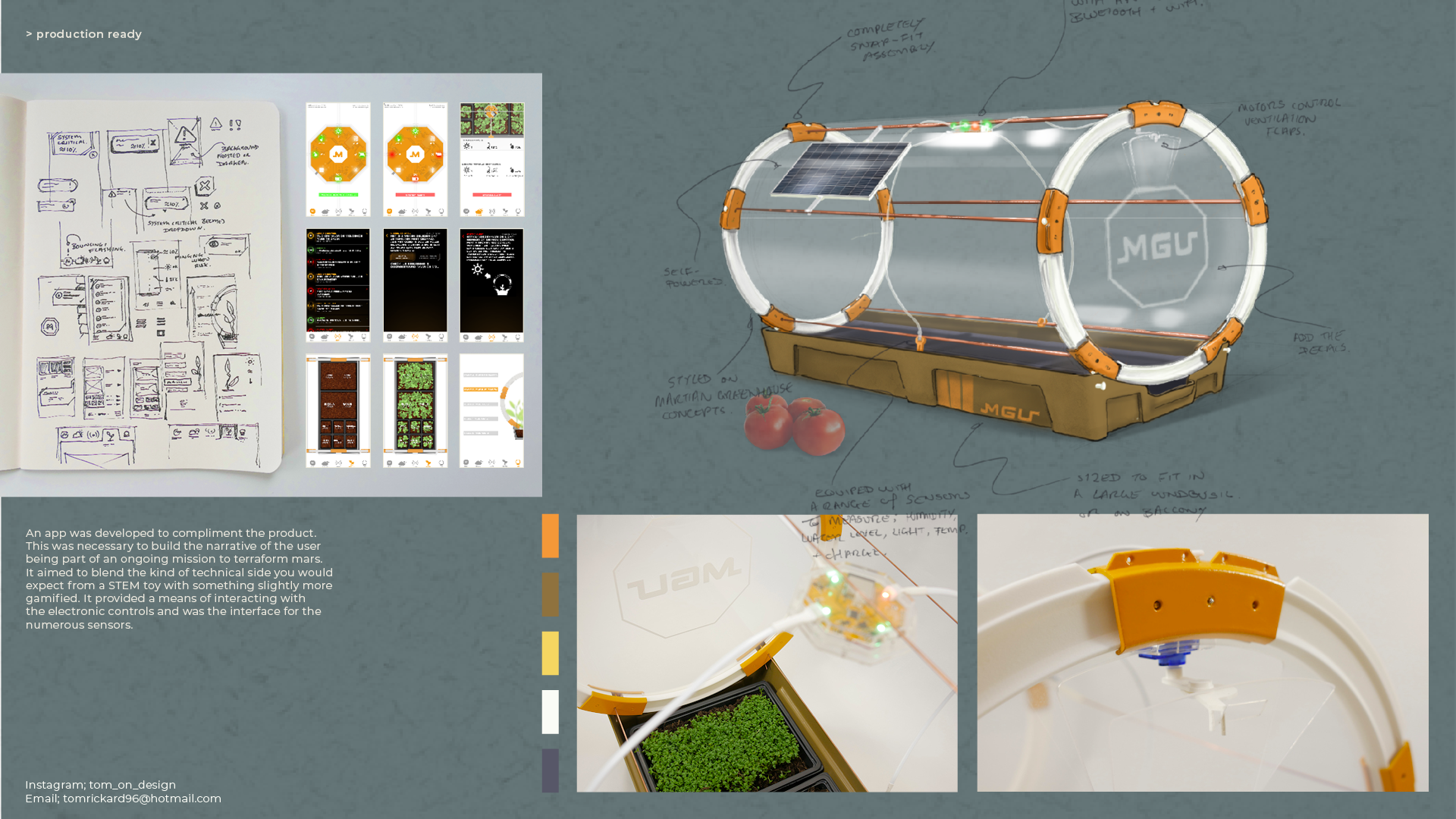 wireframing and development of the integrated app including annotated digital sketches of product