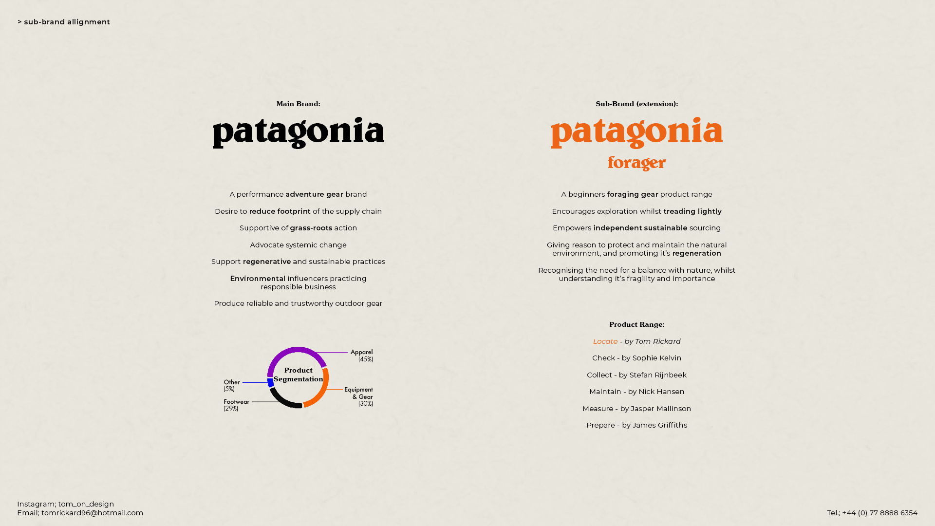 summary of patagonia brand values mission and offerings compared to forager sub brand offerings