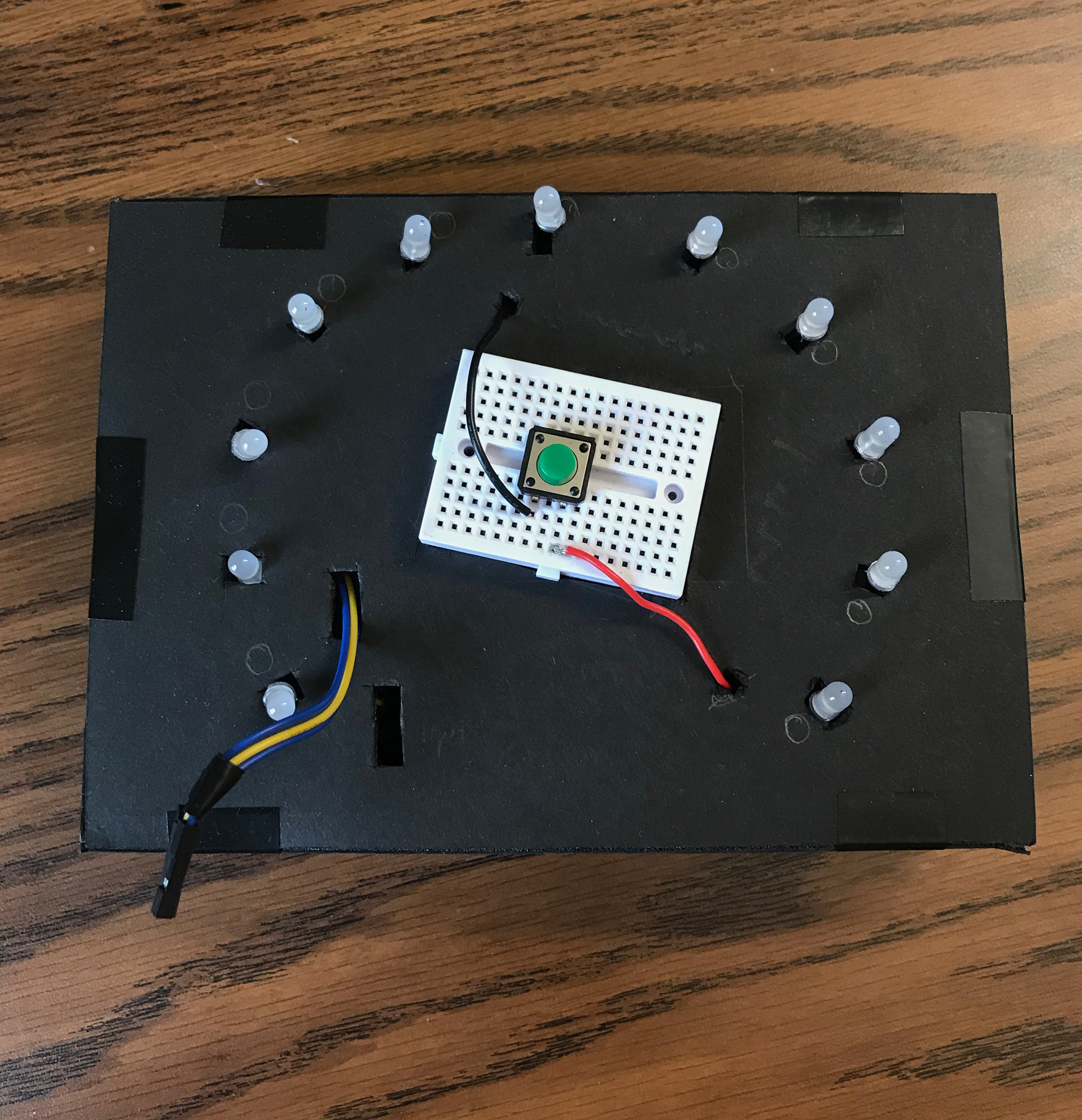 LEDs, button, & soft pot coming through