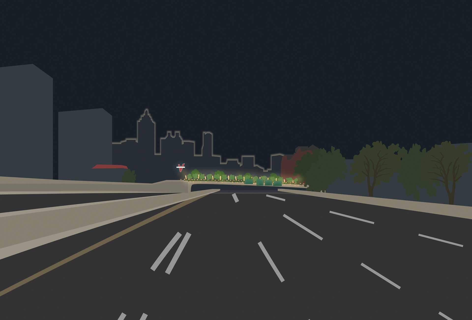 The same view, with a welcoming glow!