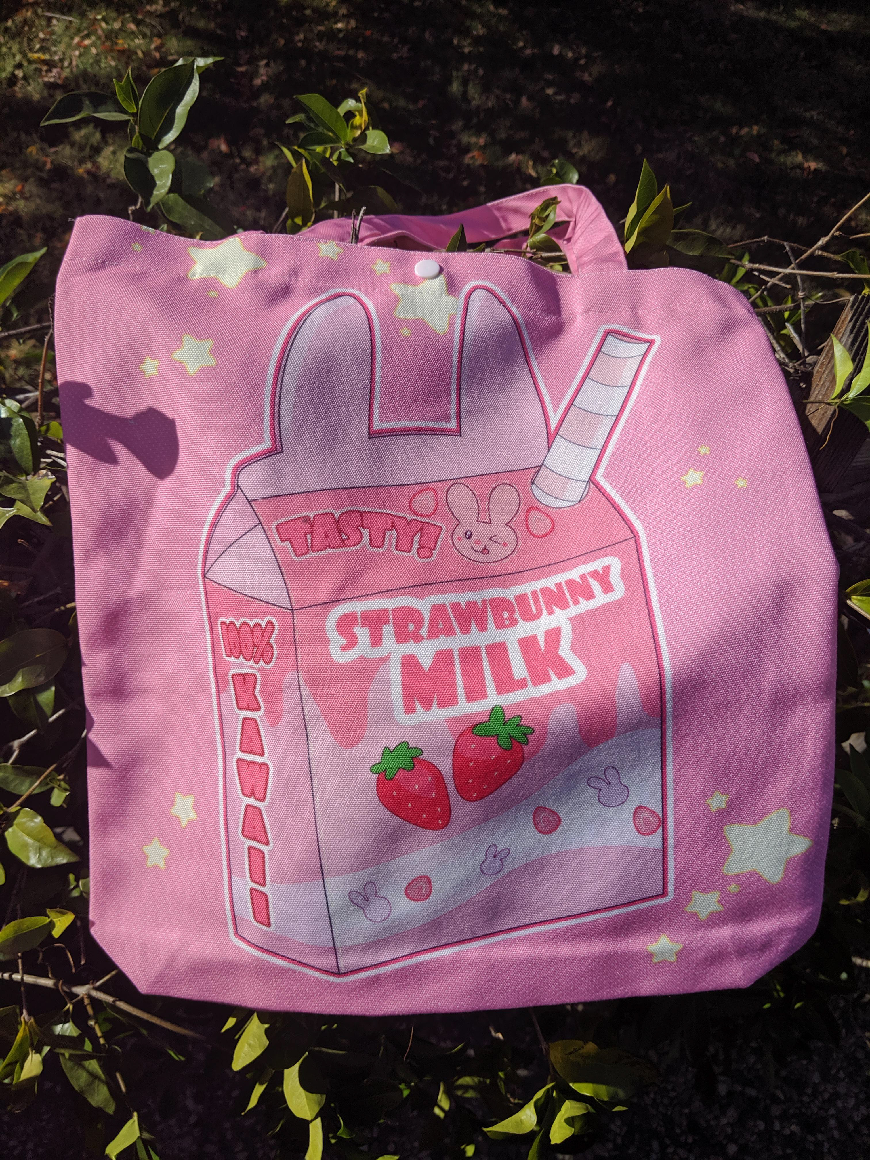 Strawbunny Milk Button Tote