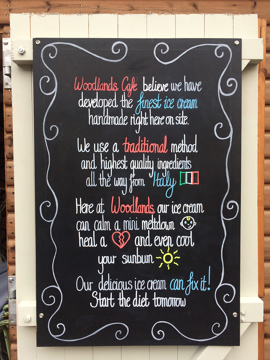 Woodlands Cafe Information Sign
