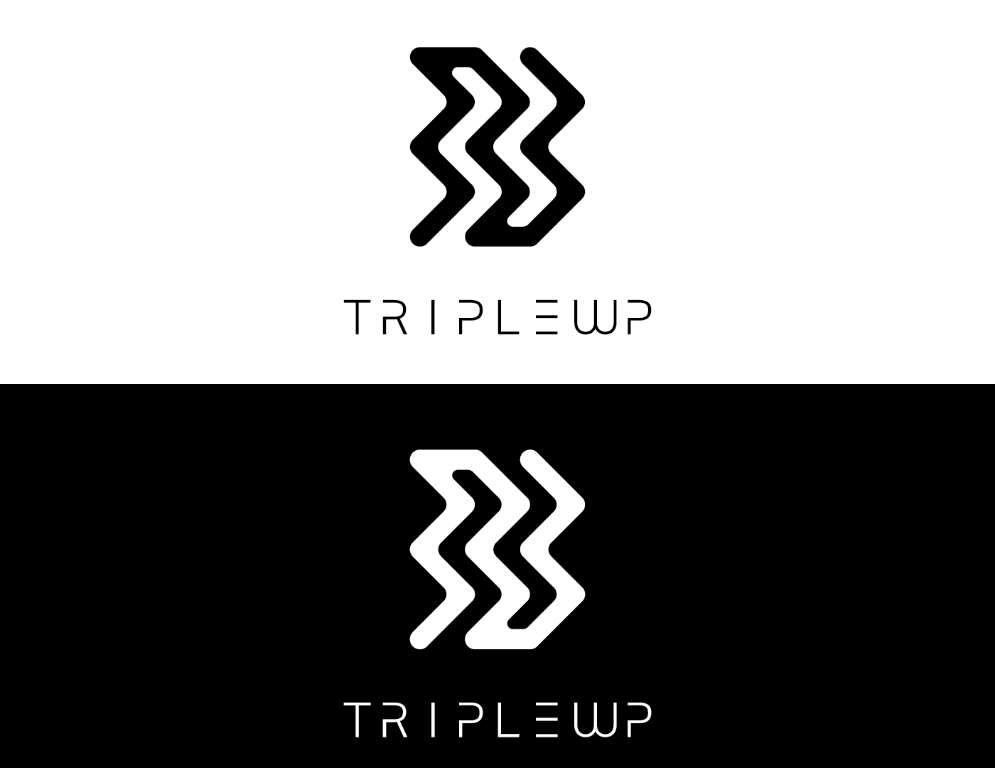 Triple Wp Brand Identity Logomark B&W