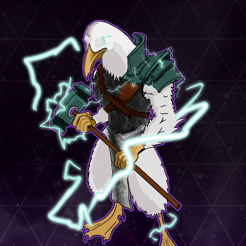 Hammersmash, a Kenku Barbarian designed for the The Baumbaard Adventuring College in the Eoferan Fantasy Setting.