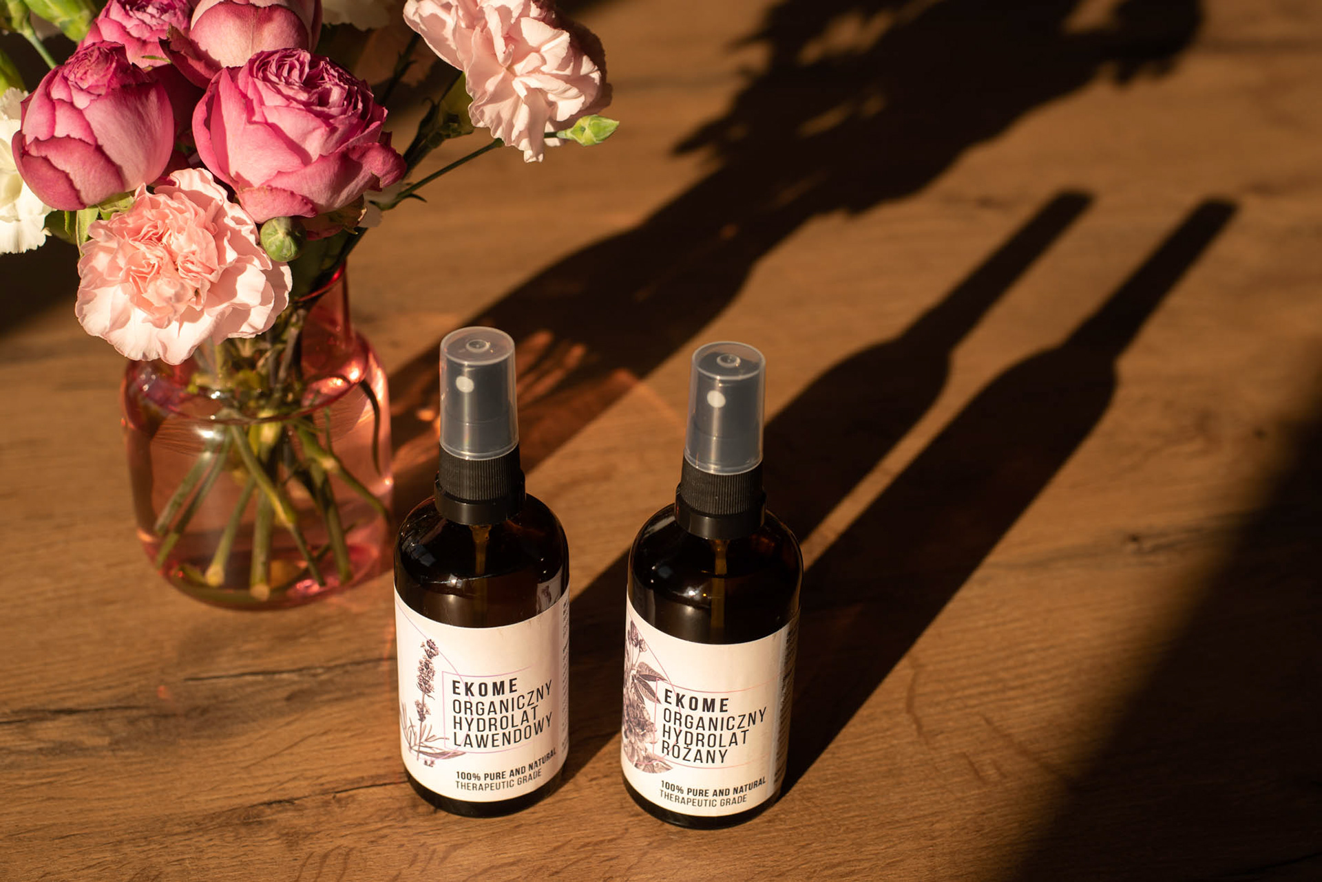 Organiczny hydrolat lawendowy i organiczny hydrolat różany Ekome