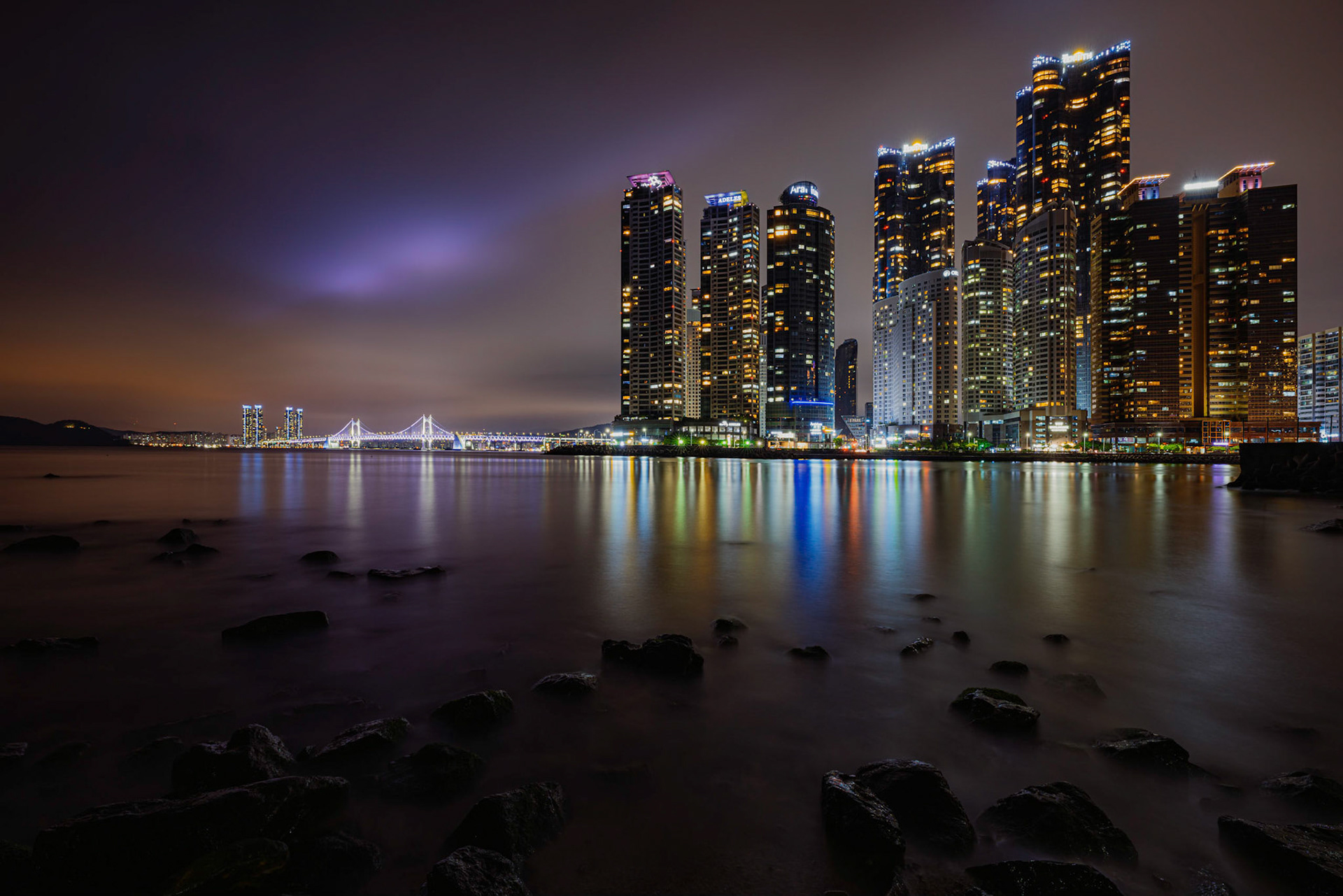 Busan, South Korea - 21 May 2020: With the city running right up to the ocean and plenty of bridges and brightly lit skyscrapers, Busan offers plenty of photography opportunities.