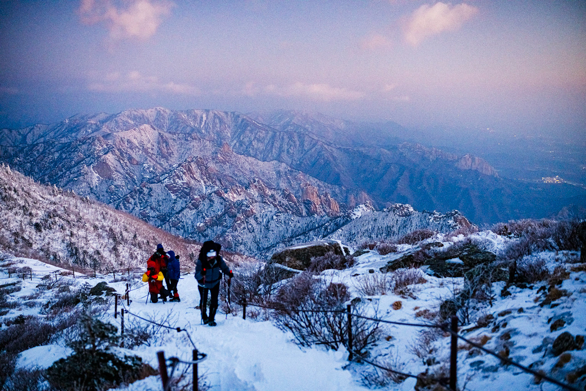 Pushing up to the Summit of Mt Seorak in morning twilight