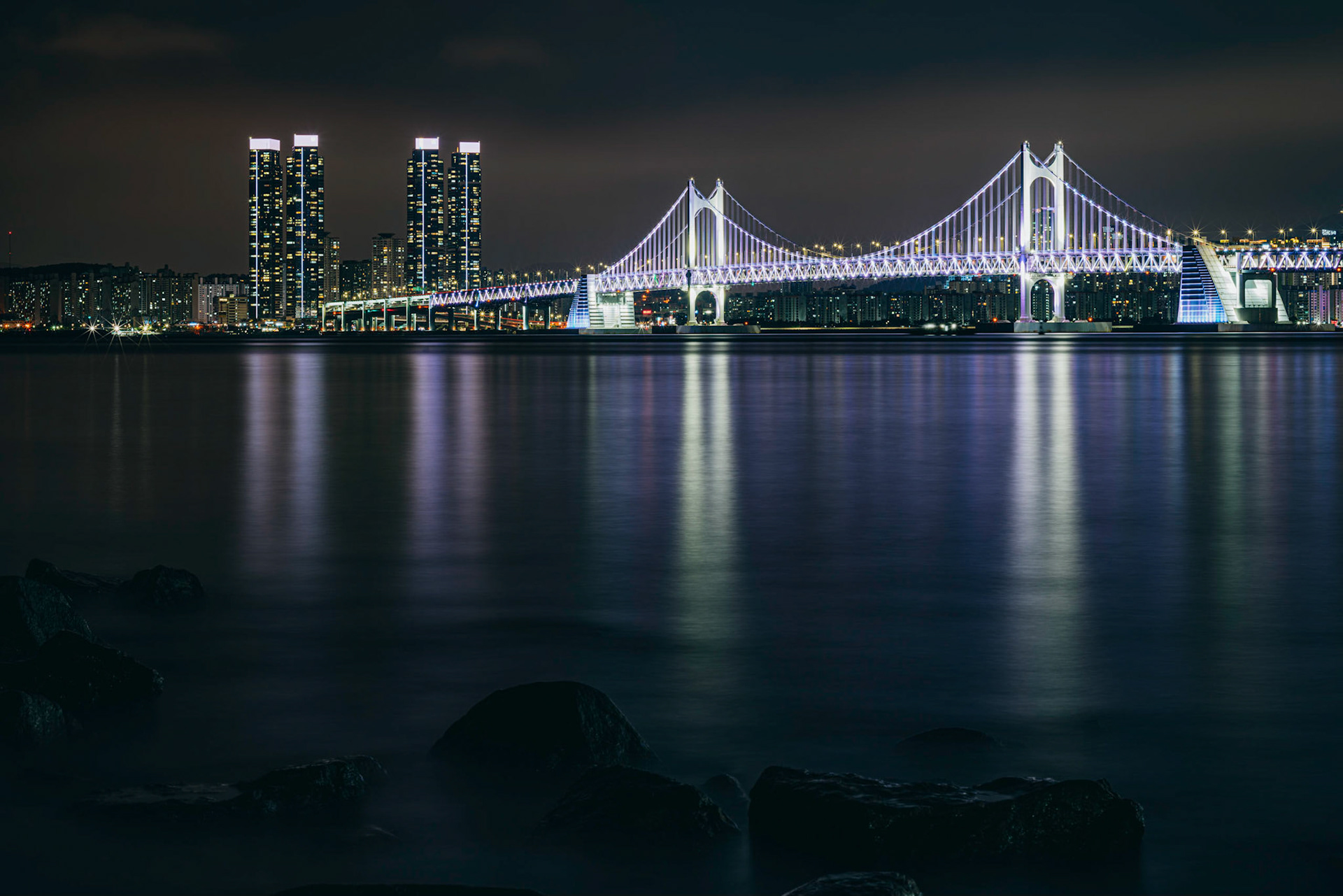 Busan, South Korea - 21 May 2020: With the city running right up to the ocean and plenty of bridges and brightly lit skyscrapers, Busan offers plenty of photography opportunities.