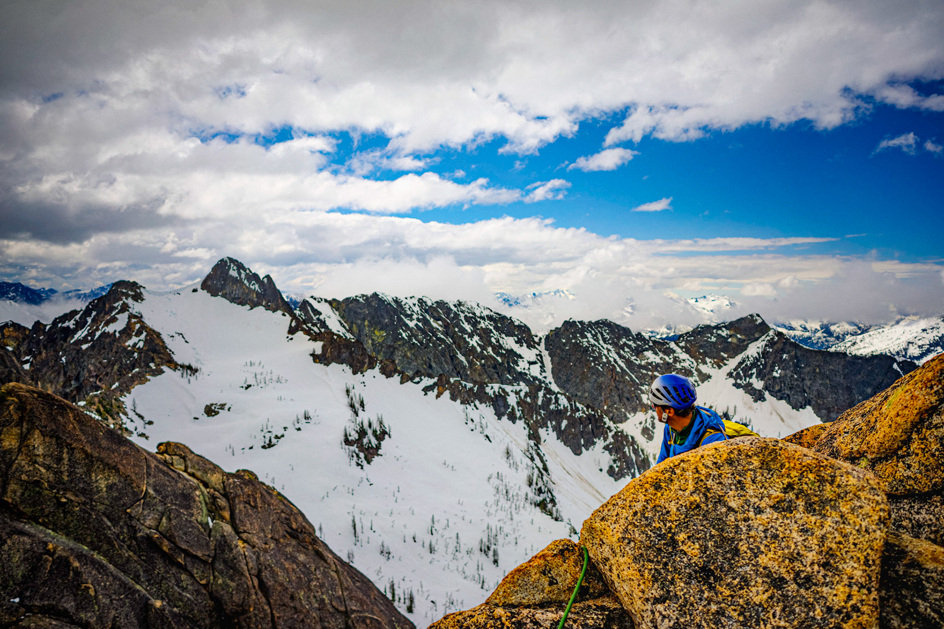 Rock Climbing at the Liberty Bell group in the Cascade Mountain range in Washington, USA