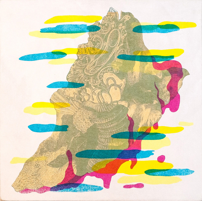 MÉDIUM-SAIGNANT sérigraphie sur merisier, 30.48 cm x 30.48 cm, tirage unique, 2017