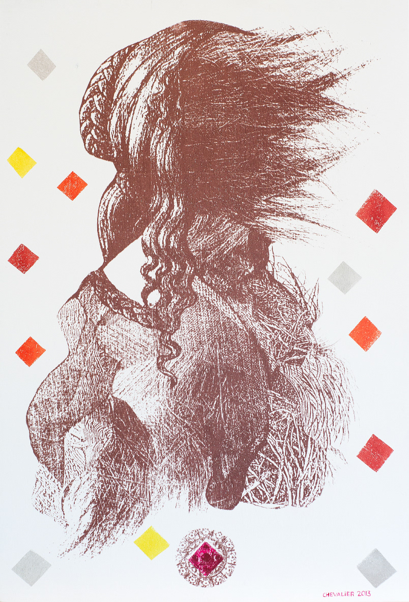 }ROSALIE sérigraphie sur panneau de merisier, 50.8 cm x 76.2 cm, tirage unique, 2013