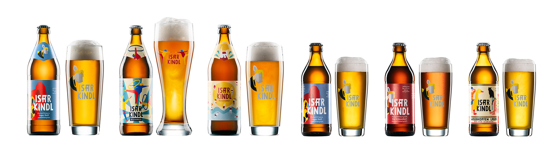 Thema: Produktfotografie München - Produktfotos von Bierflaschen mit Gläsern der Brauerei "Isarkindl" - Fotograf: Jacob Kanzleiter