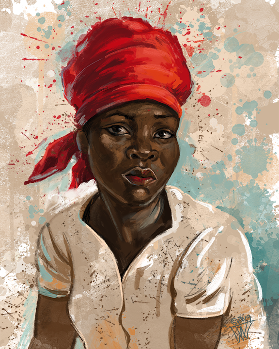 Woman in Red Scarf