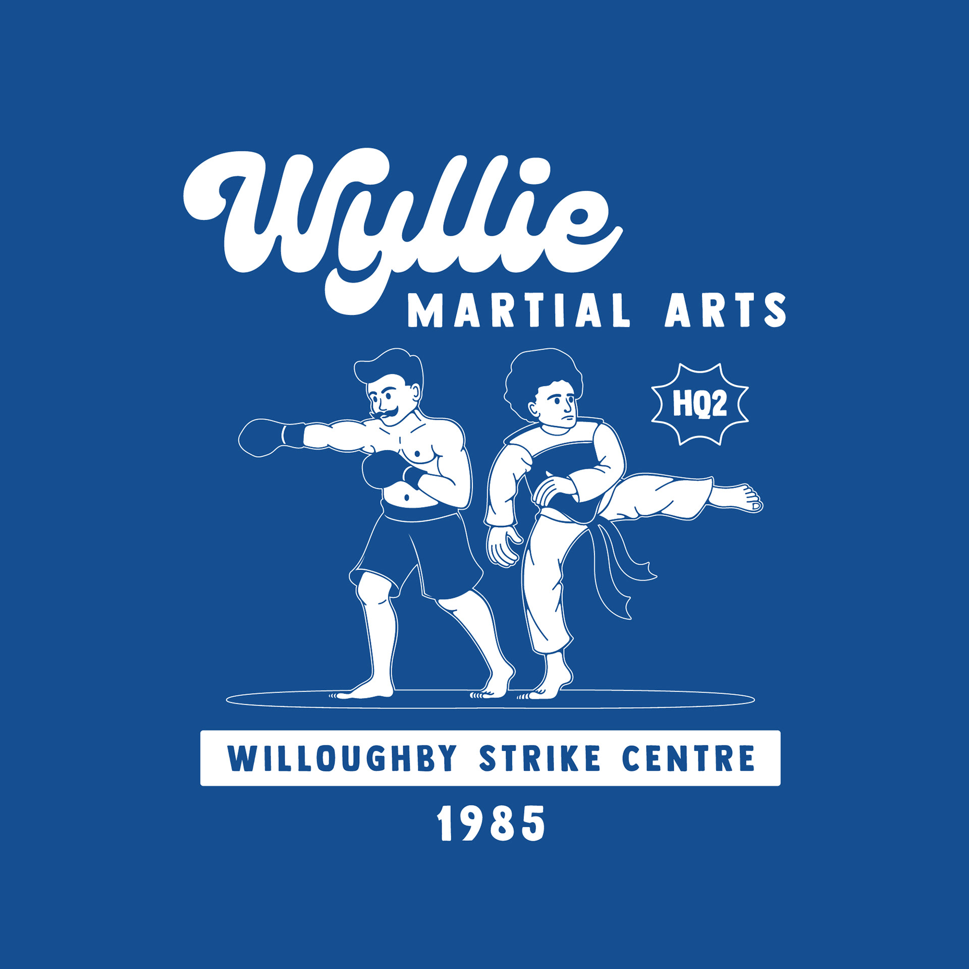 Two cartoon men doing martial arts
