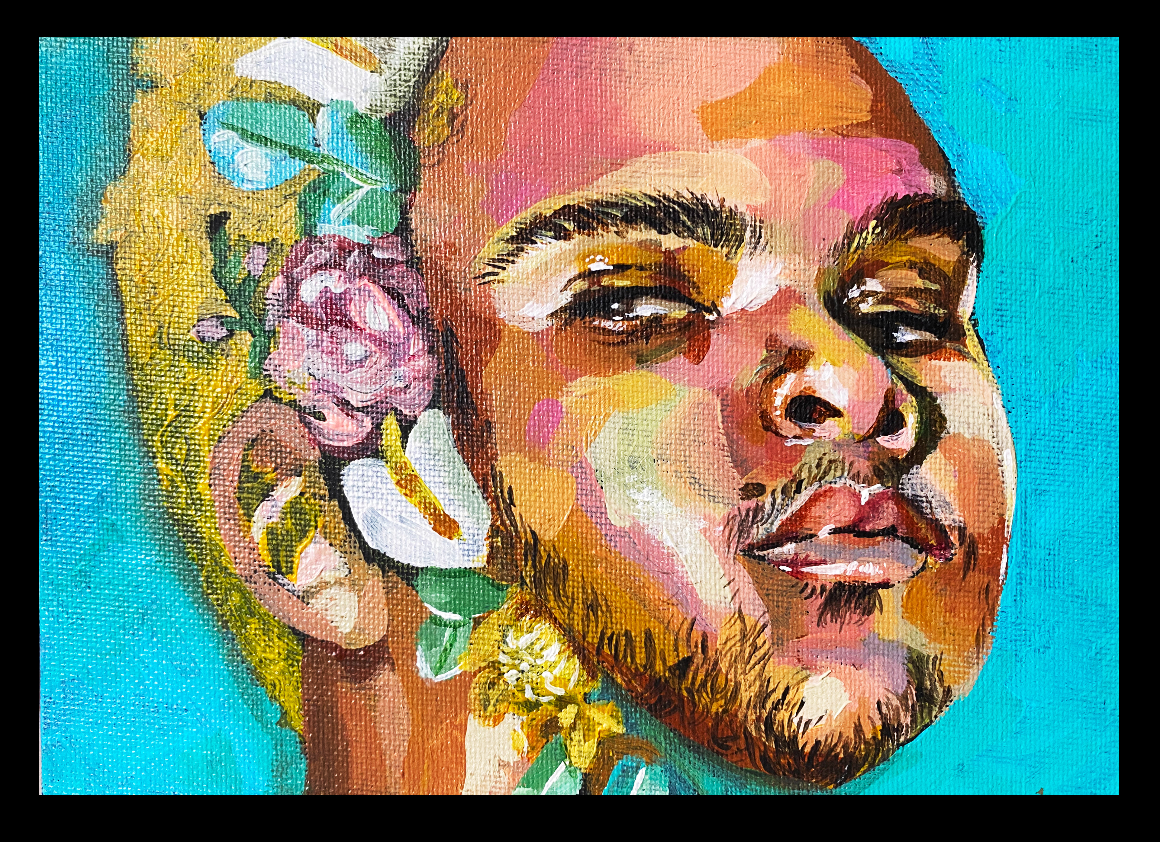 experimental portrait done in acrylic