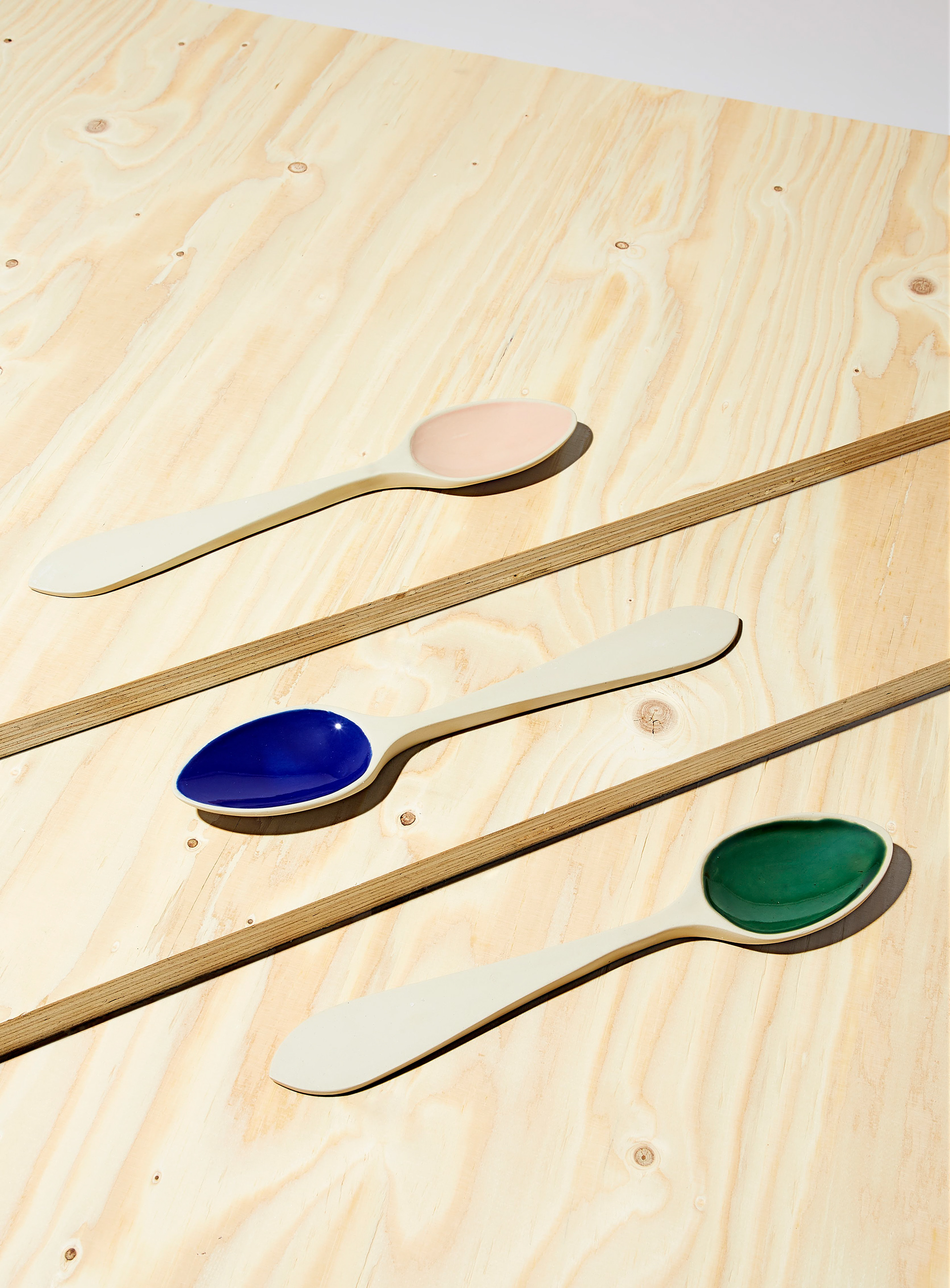 Serving Spoons, Rose, Blue and Vert By Manufacture De Digoin
