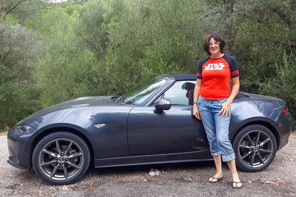 Jill with the Saab MX5