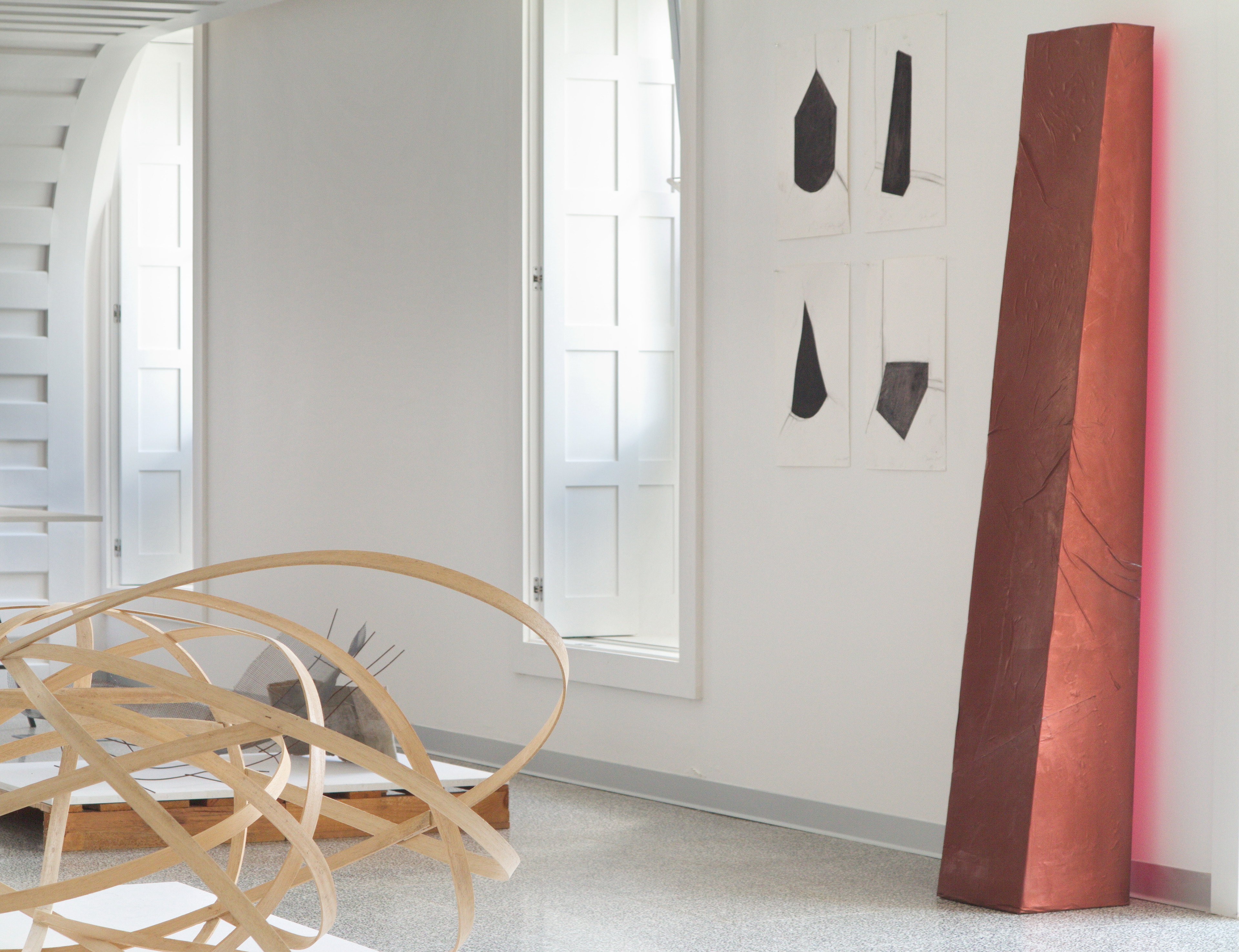 BUTTRESS 2014 - wood, textile, paint, fluorescent pigment