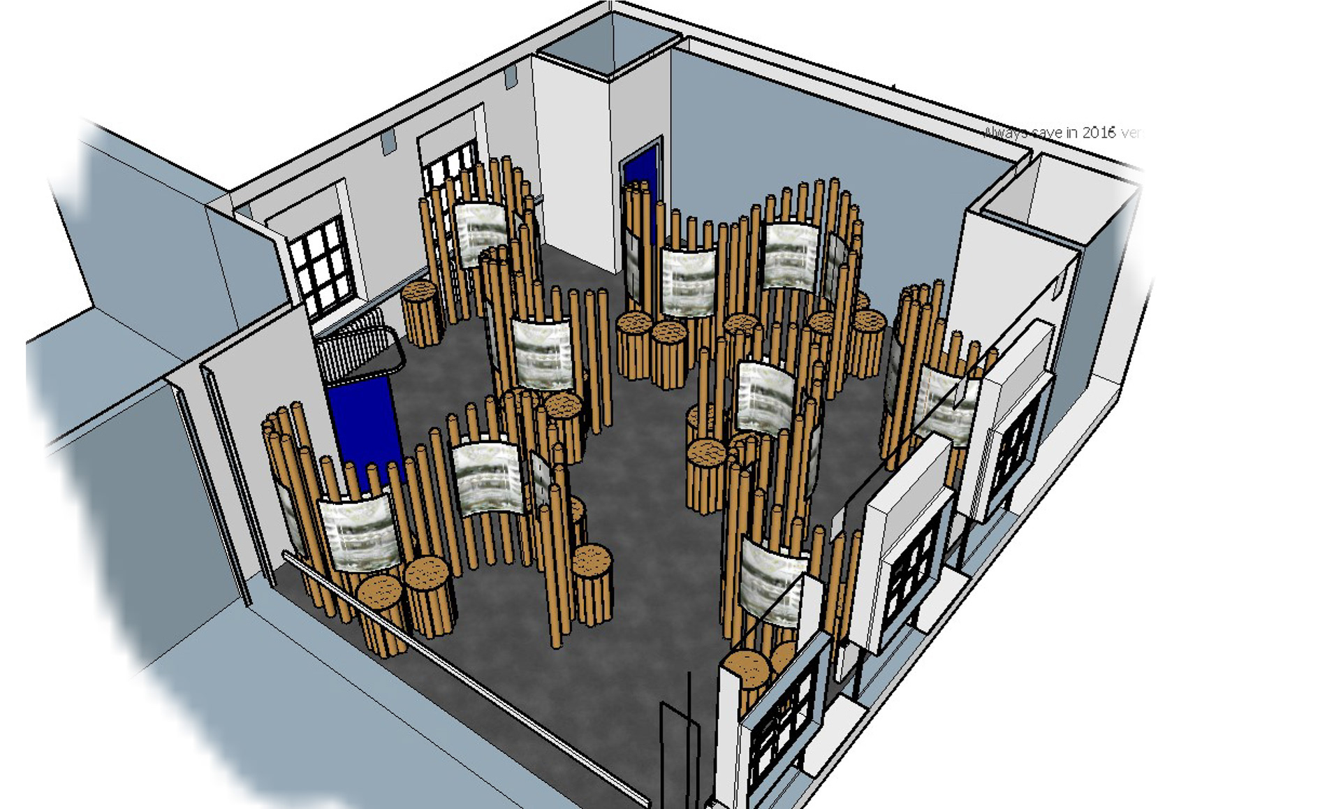 Isometric view of exhibition area