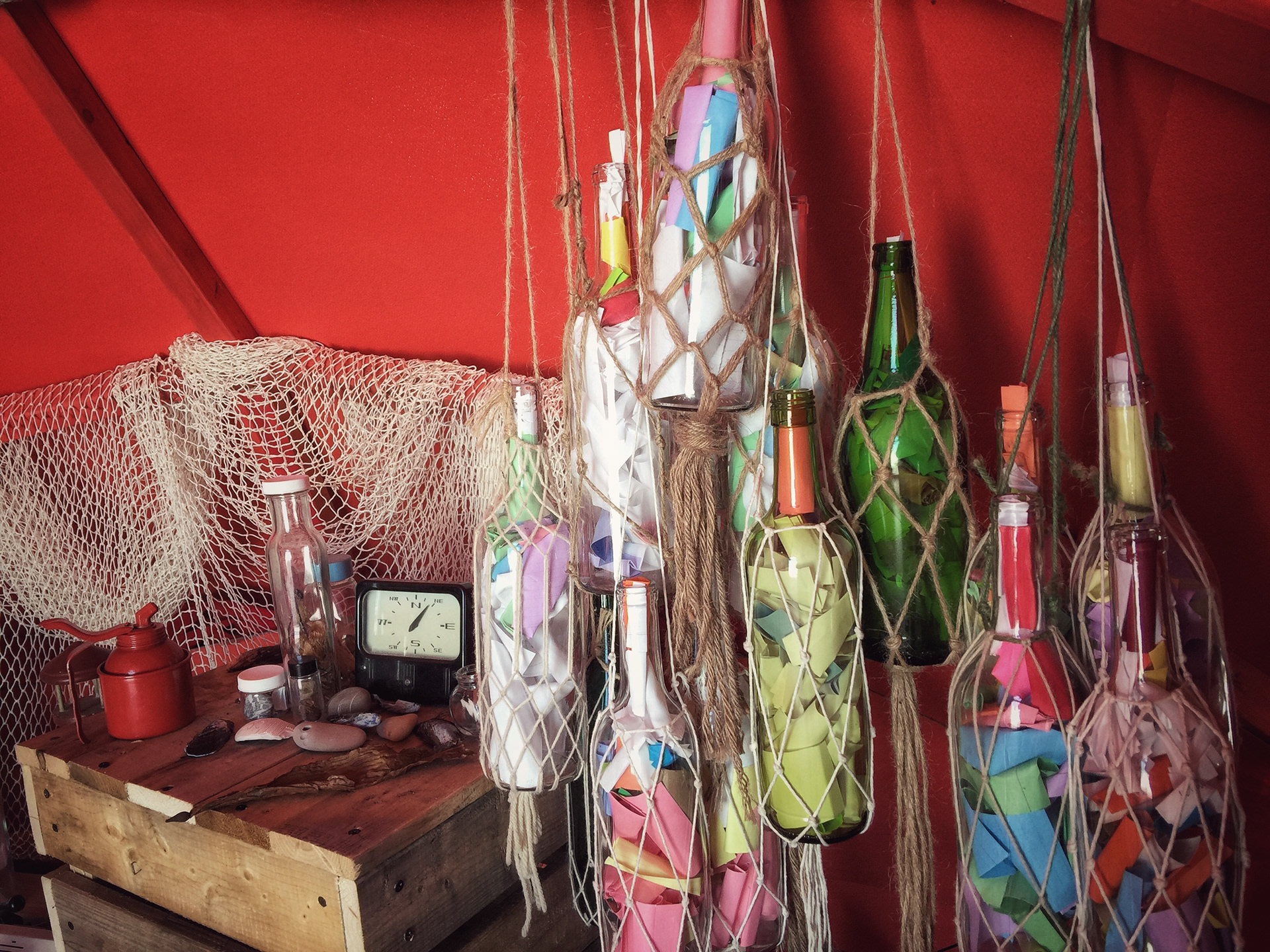 message in a bottle, art installation